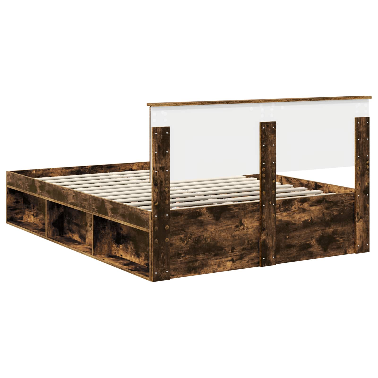 Cadre de lit Chêne fumé 140 x 190 cm Pin massif - XIOS