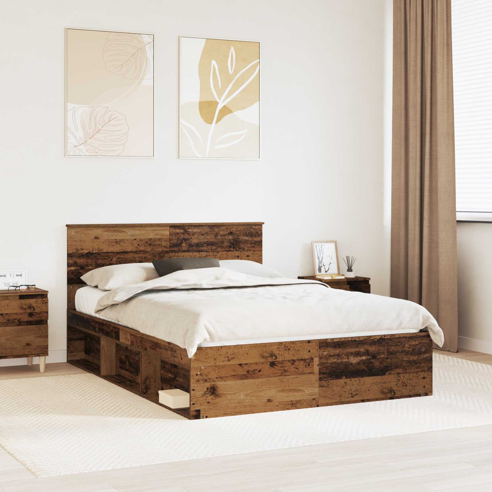 Cadre de lit Bois ancien 140 x 190 cm Pin massif