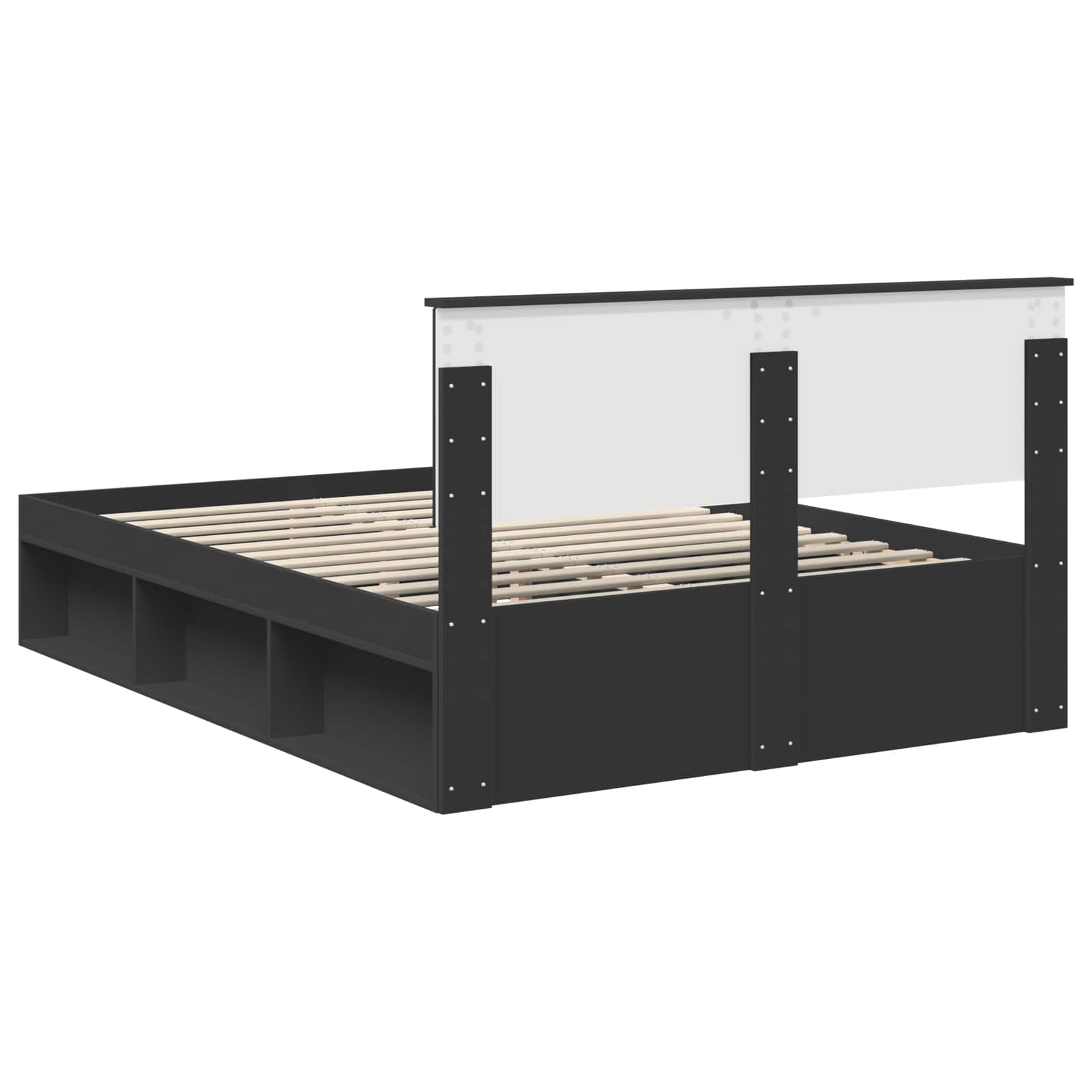 Cadre de lit avec tête de lit Noir 135 x 190 cm Pin massif - XIOS