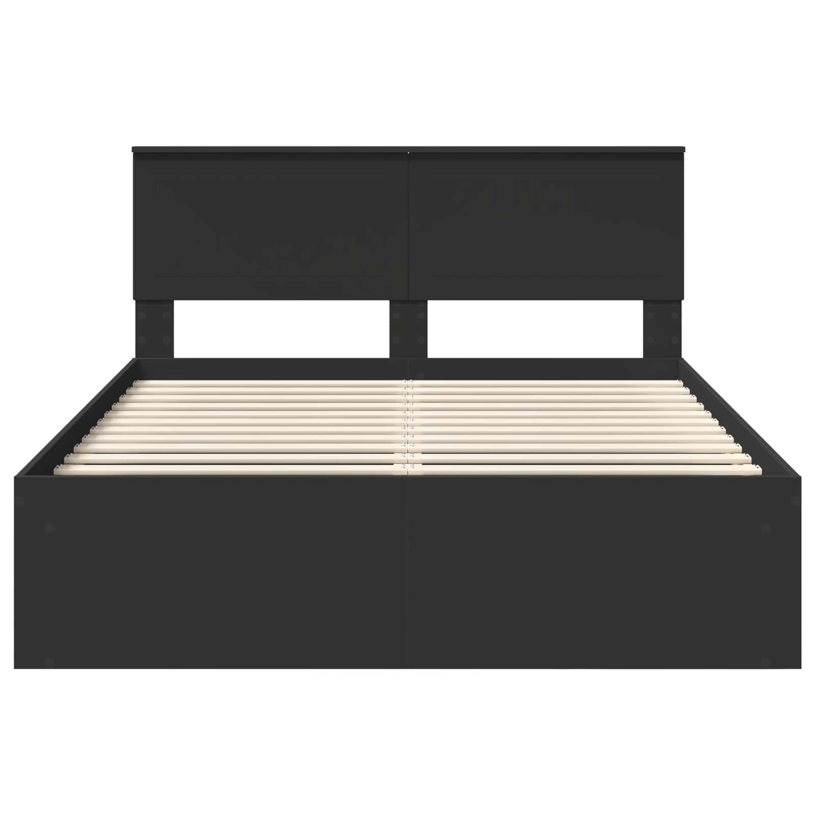 Cadre de lit avec tête de lit Noir 135 x 190 cm Pin massif - XIOS