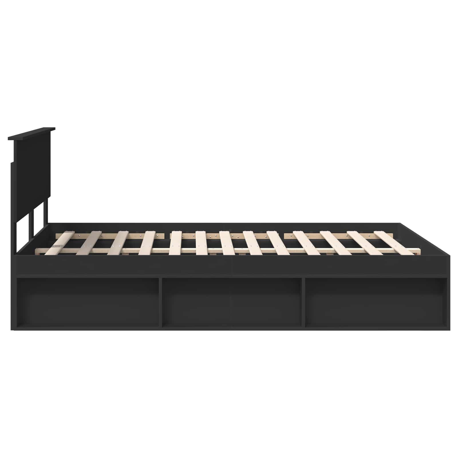 Cadre de lit avec tête de lit Noir 135 x 190 cm Pin massif - XIOS