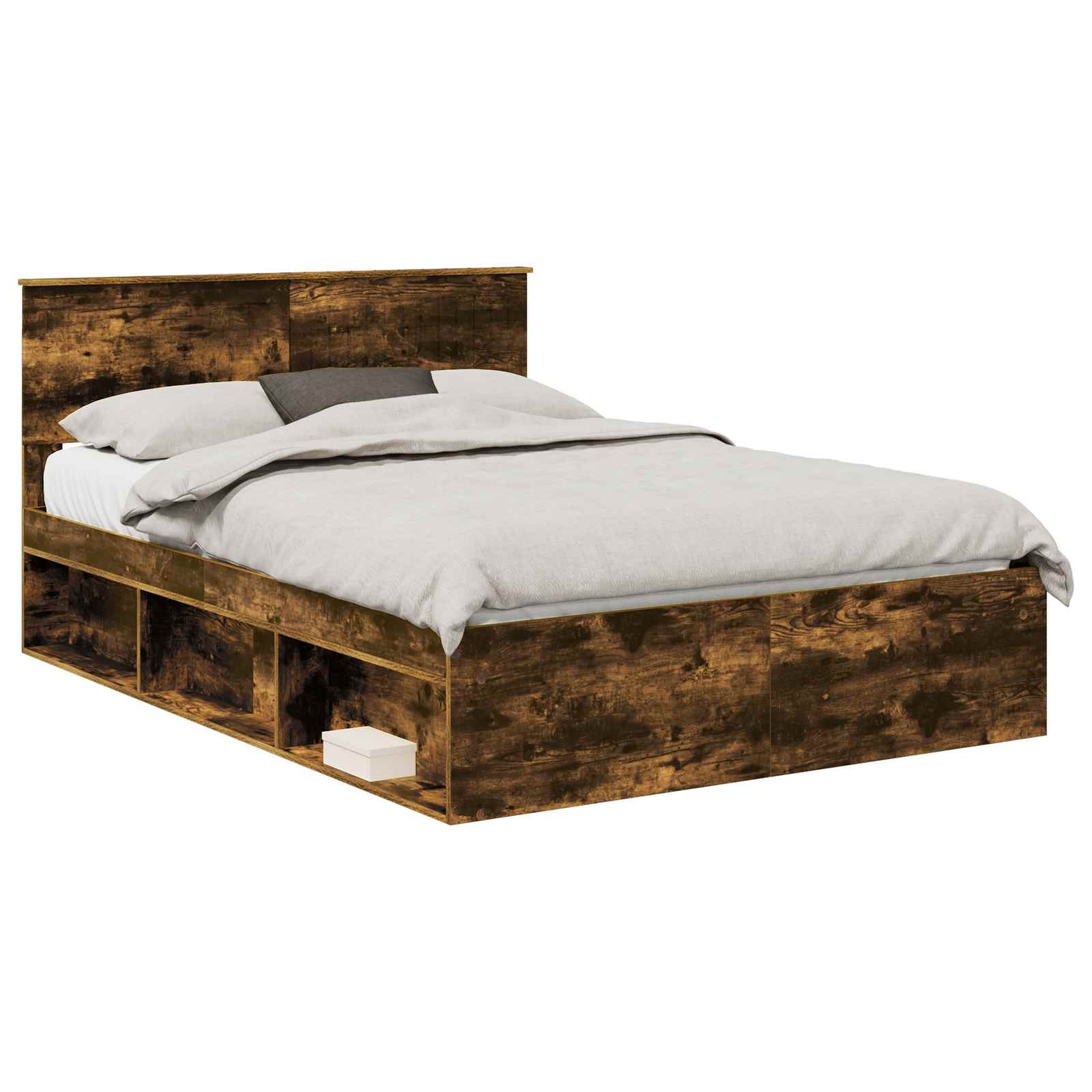 Cadre de lit Chêne fumé 135 x 190 cm Pin massif - XIOS