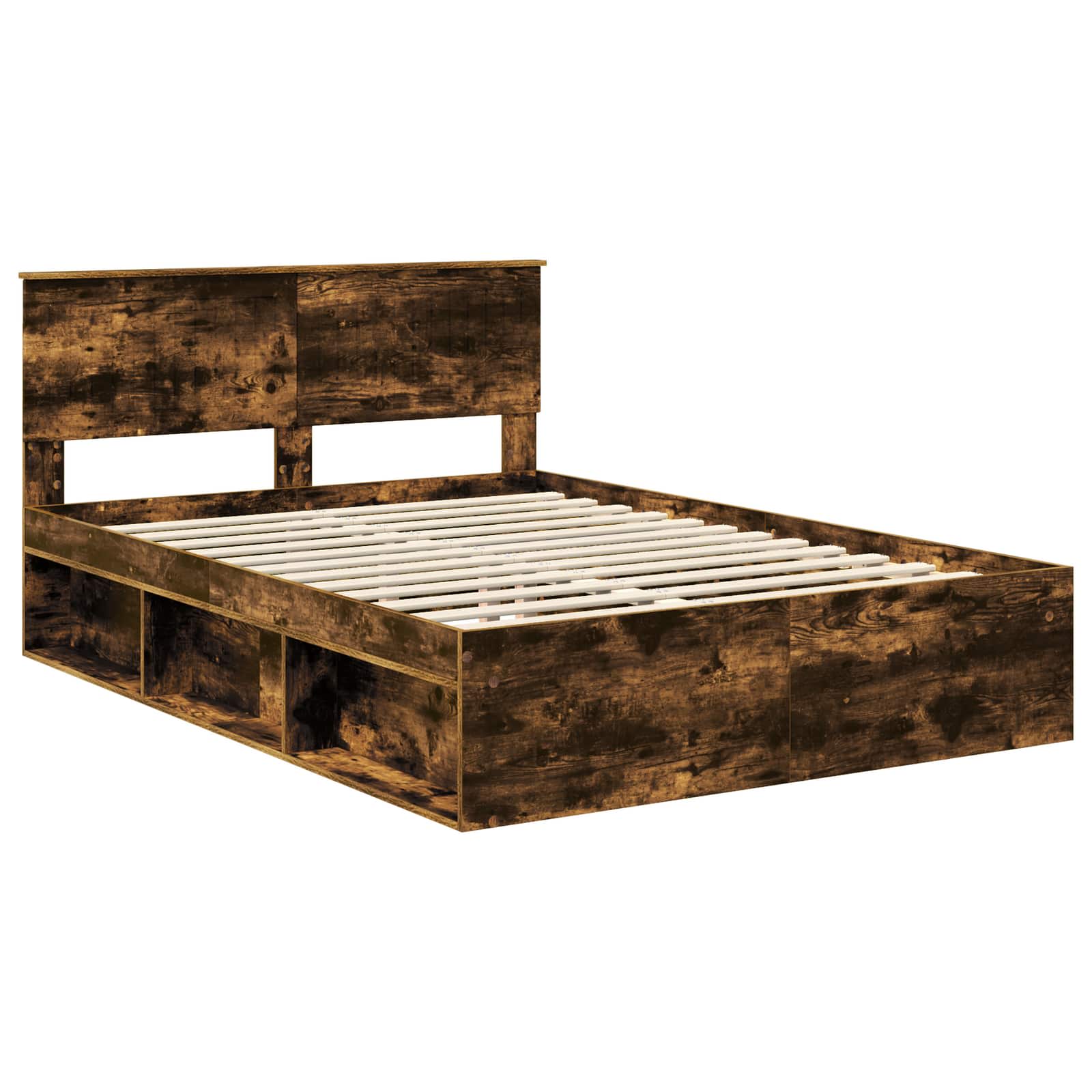 Cadre de lit Chêne fumé 135 x 190 cm Pin massif - XIOS