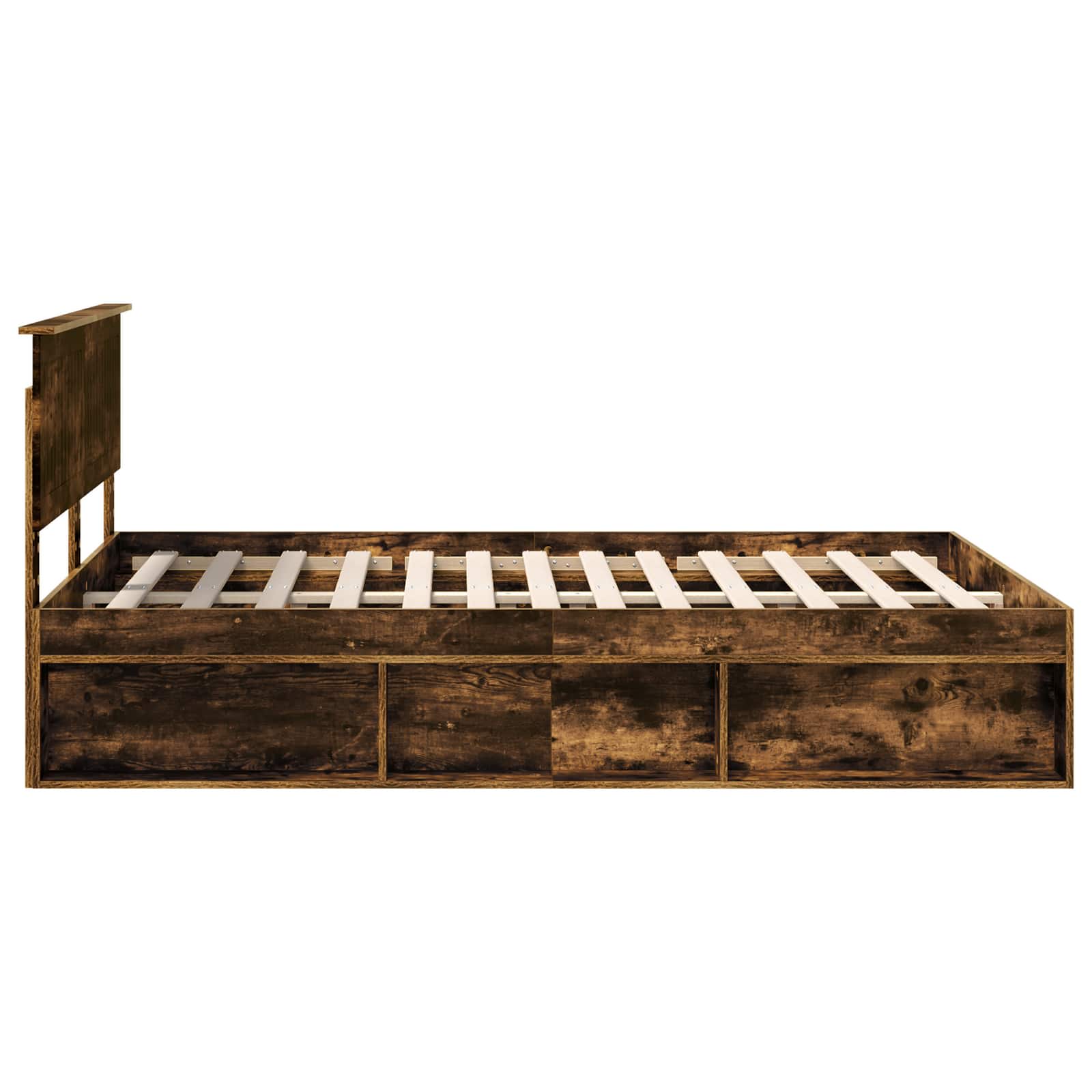 Cadre de lit Chêne fumé 135 x 190 cm Pin massif - XIOS