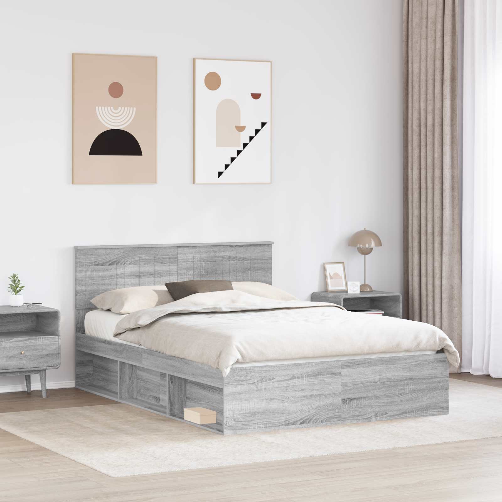Cadre de lit Gris Sonoma 135 x 190 cm Pin massif - XIOS