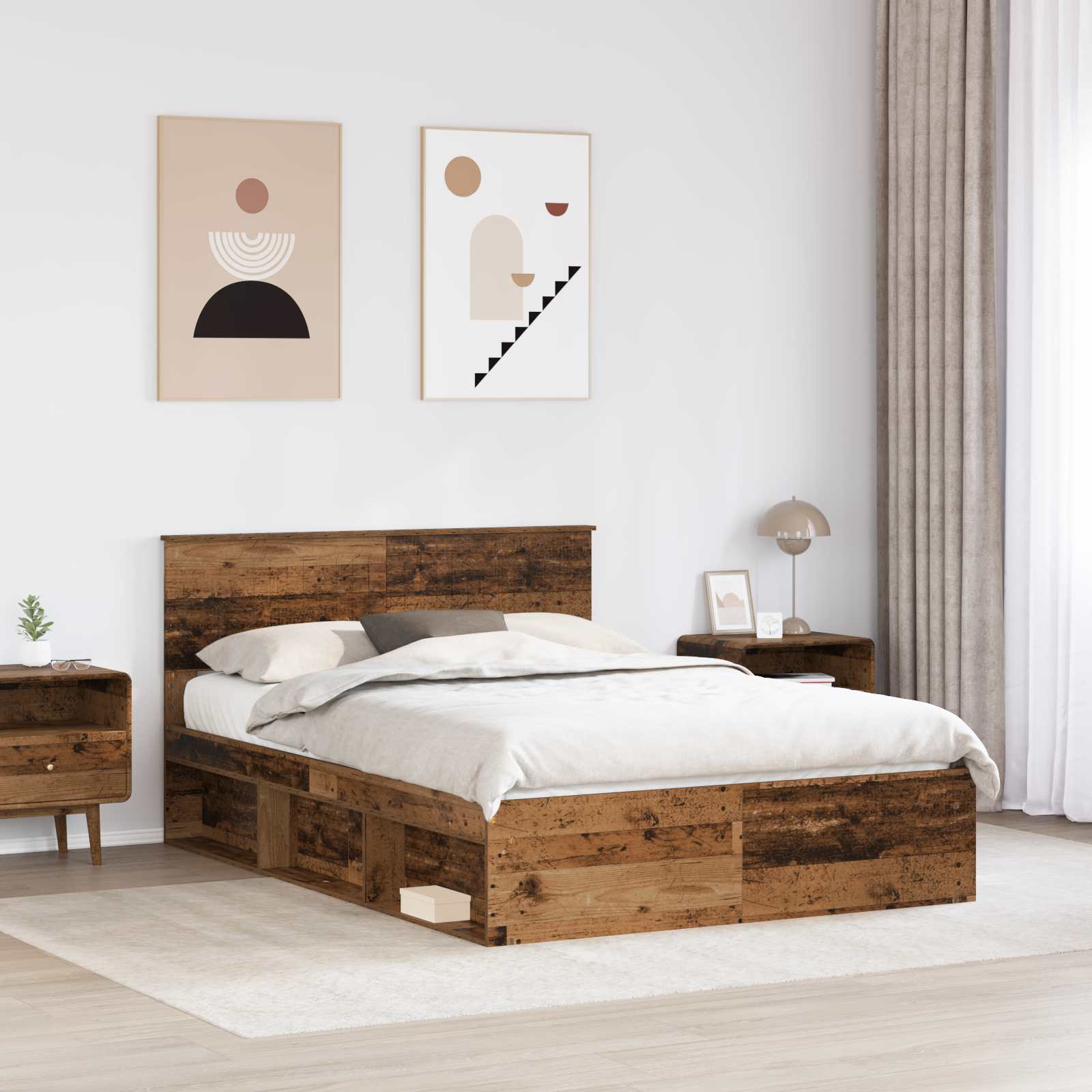 Cadre de lit Bois ancien 135 x 190 cm Pin massif