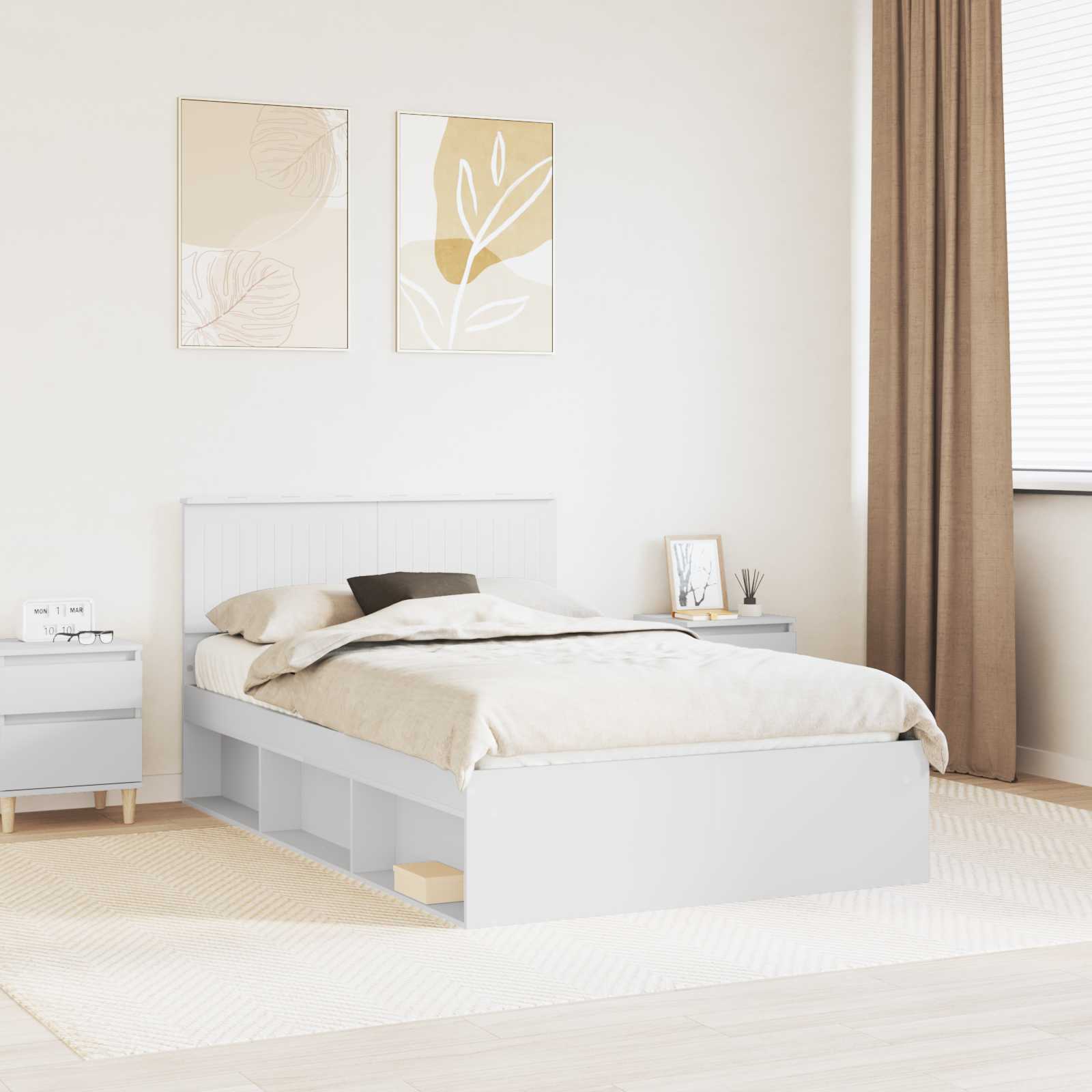 Cadre de lit avec tête de lit Blanc 120 x 200 cm Pin massif - XIOS