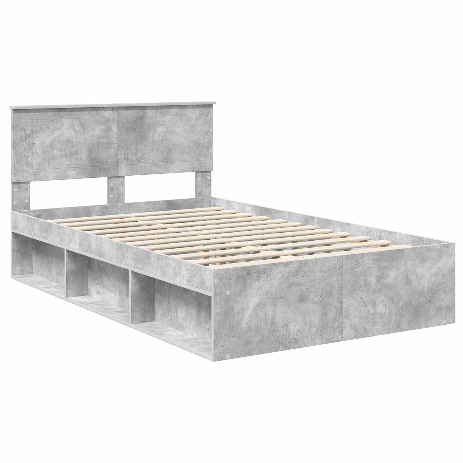 Cadre de lit avec tête de lit Béton 120 x 200 cm Pin massif - XIOS