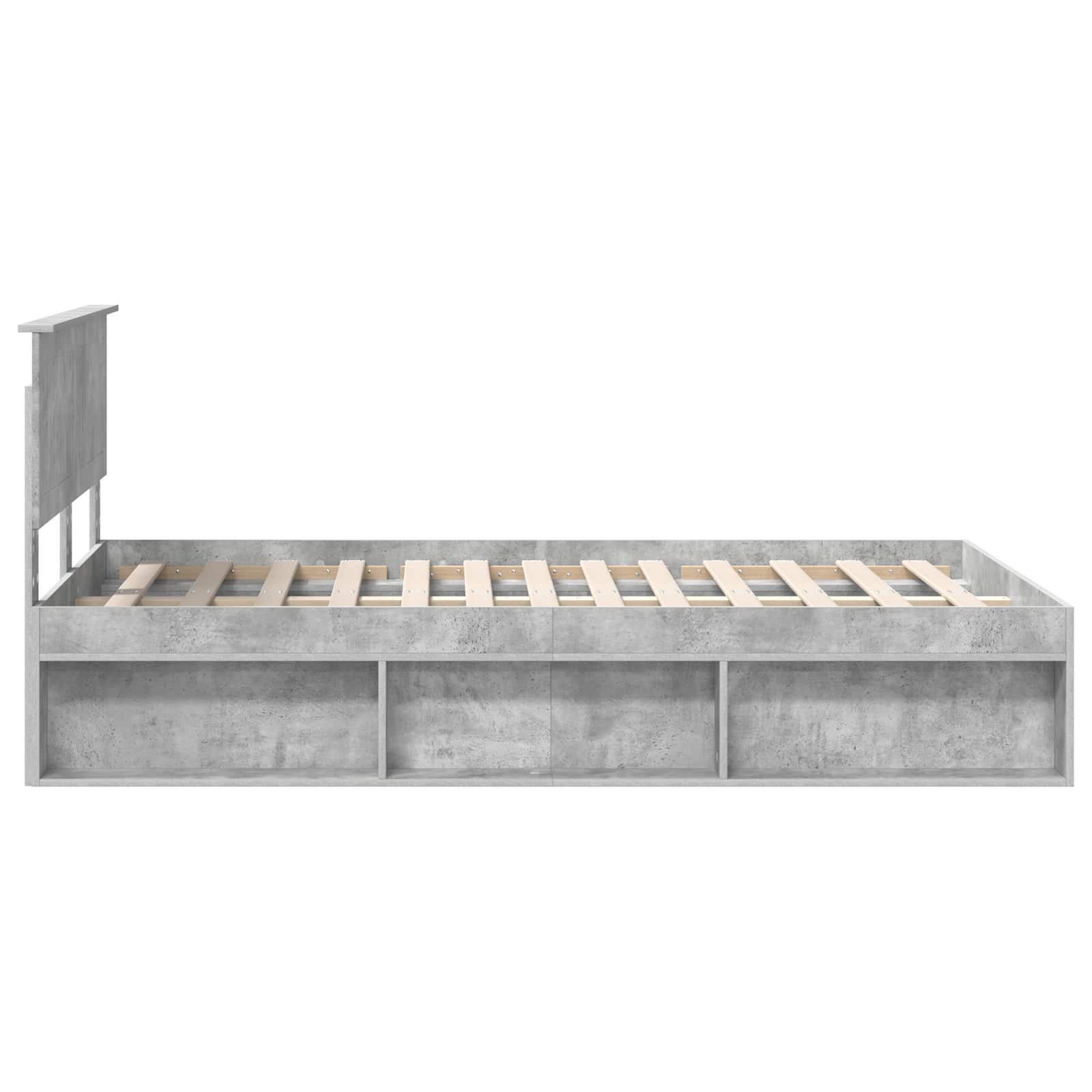 Cadre de lit avec tête de lit Béton 120 x 200 cm Pin massif - XIOS