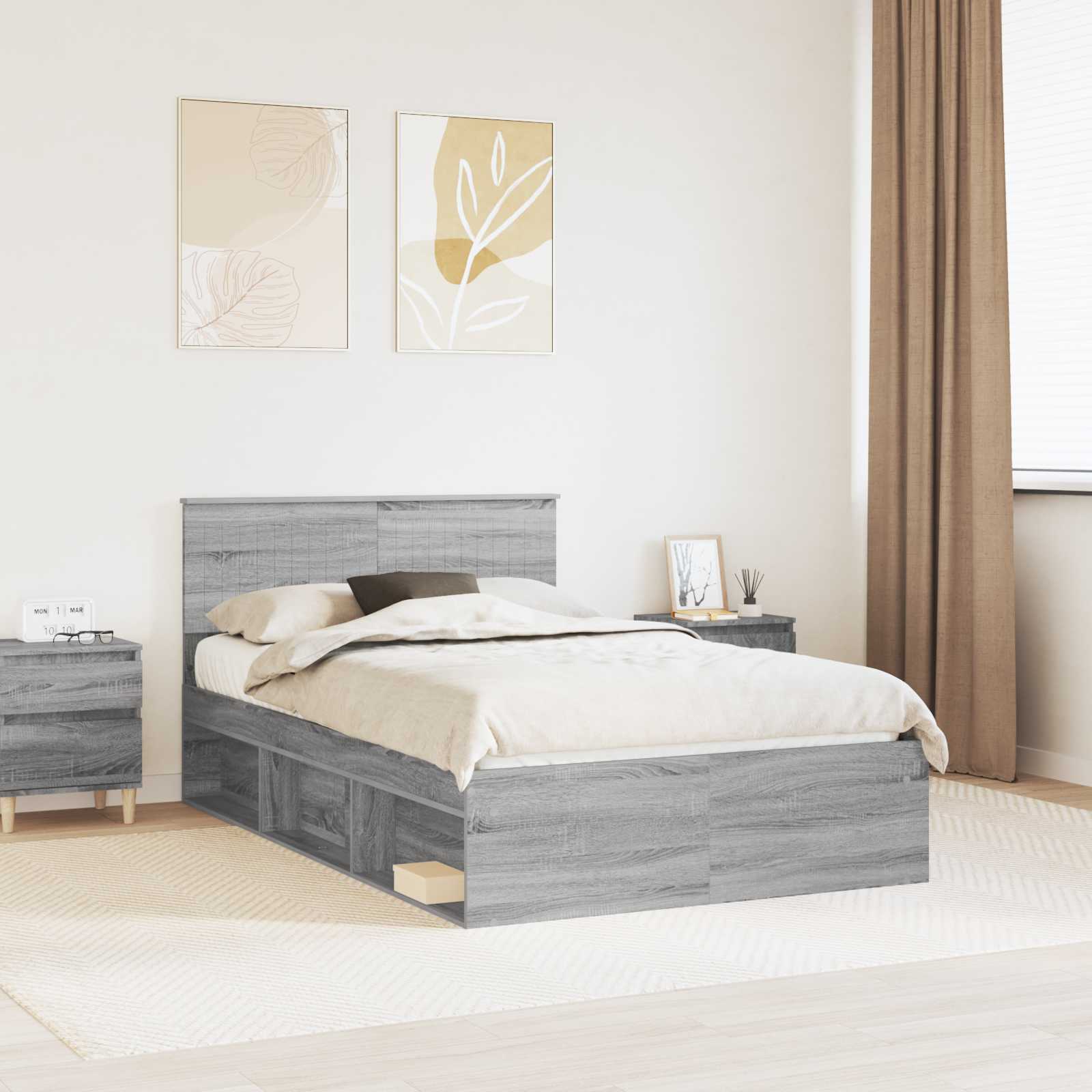Cadre de lit Gris Sonoma 120 x 200 cm Pin massif - XIOS