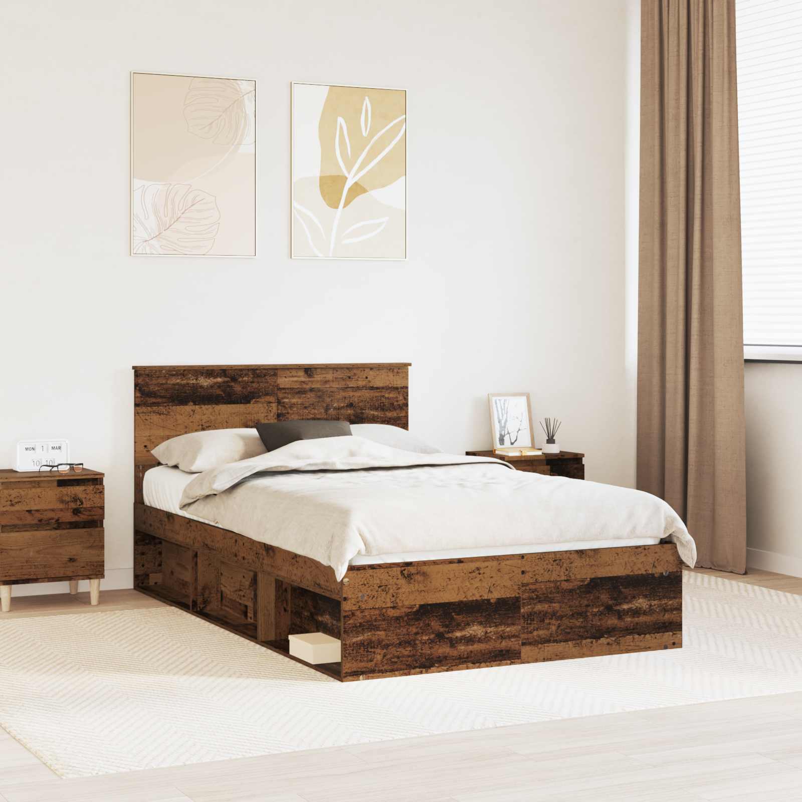 Cadre de lit Bois ancien 120 x 200 cm Pin massif - XIOS