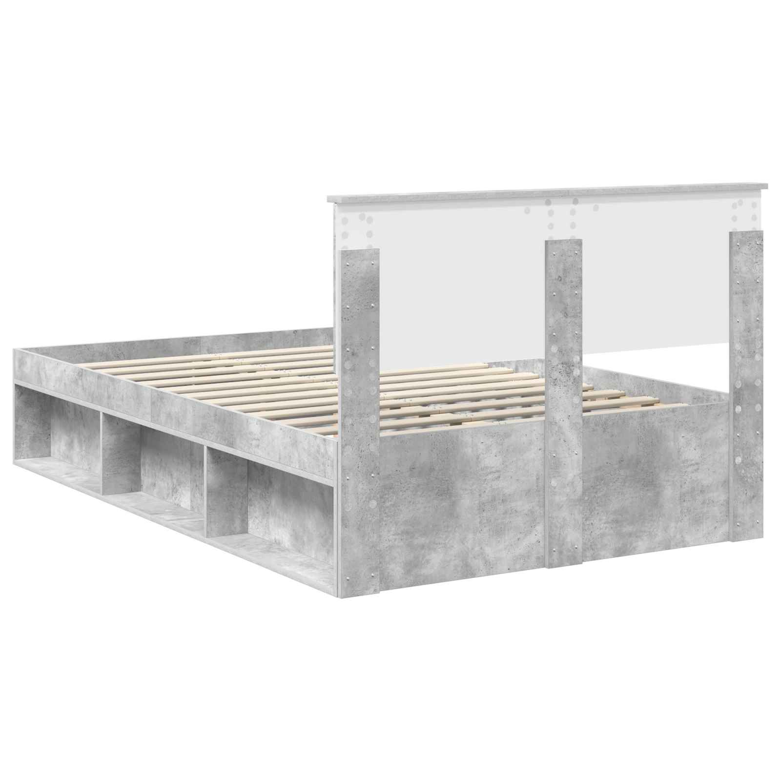 Cadre de lit avec tête de lit Béton 120 x 190 cm Pin massif
