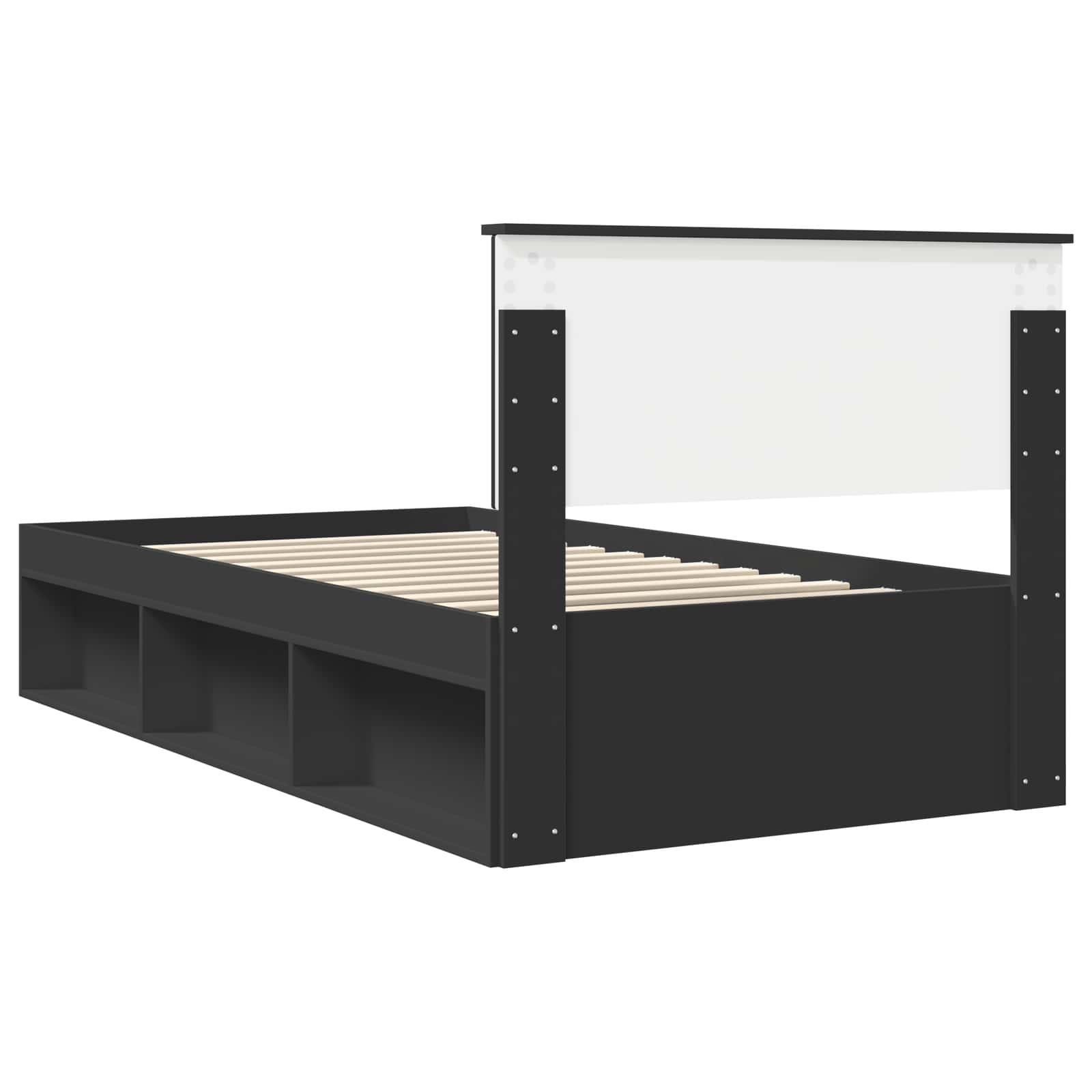 Cadre de lit avec tête de lit Noir 100 x 200 cm Pin massif - XIOS