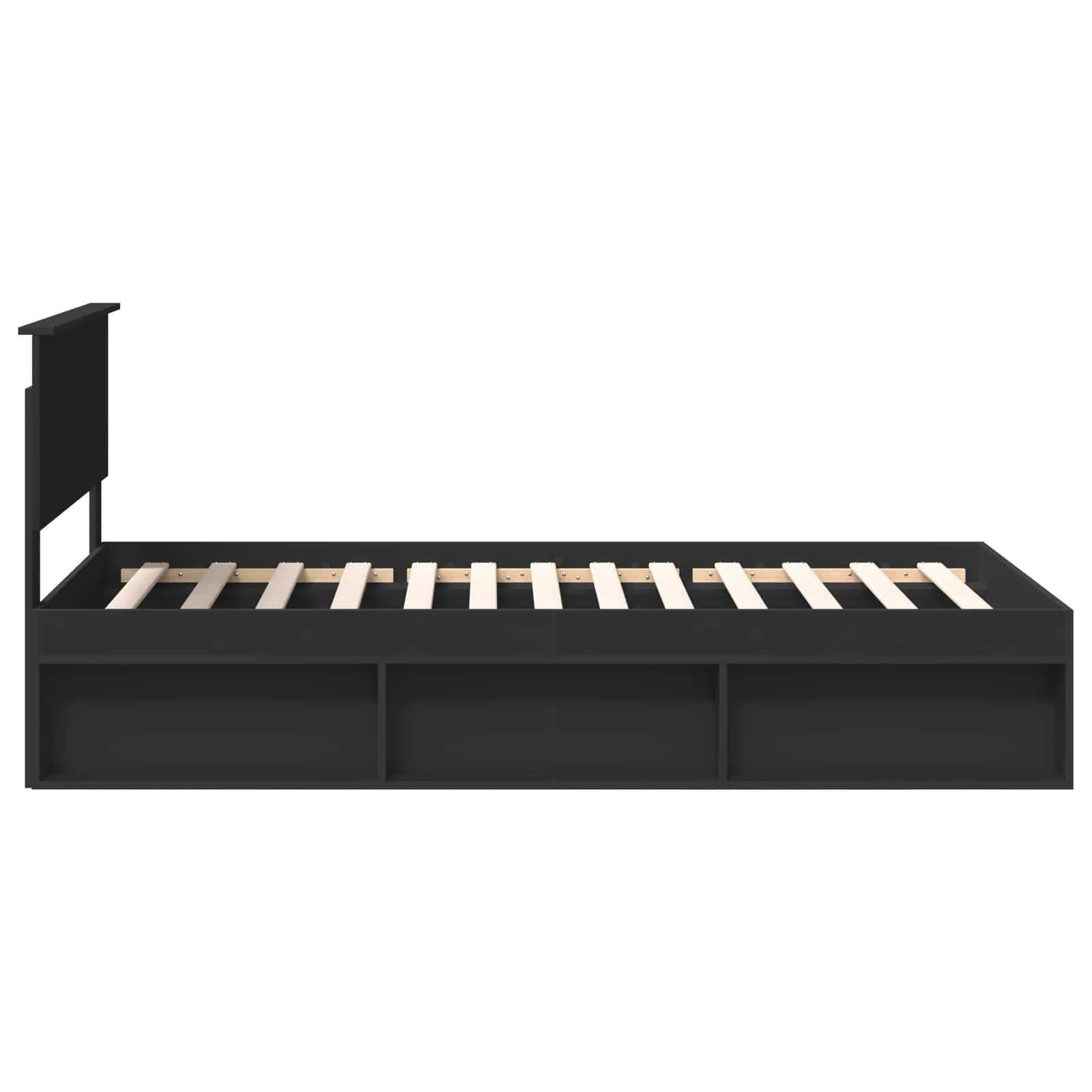 Cadre de lit avec tête de lit Noir 100 x 200 cm Pin massif - XIOS