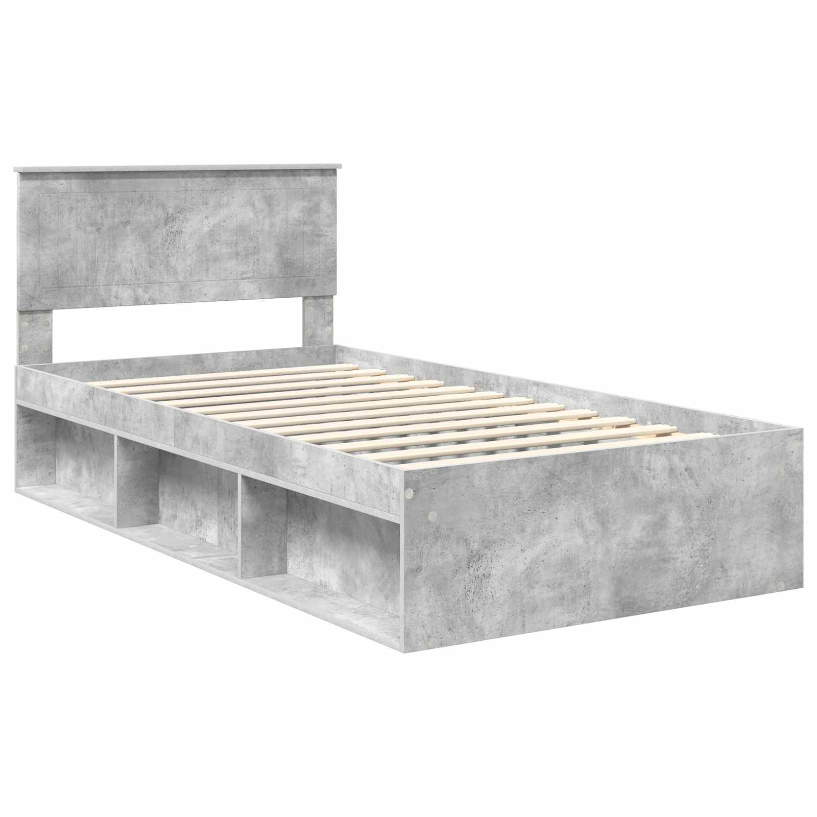 Cadre de lit Gris Béton 100 x 200 cm Pin massif - XIOS
