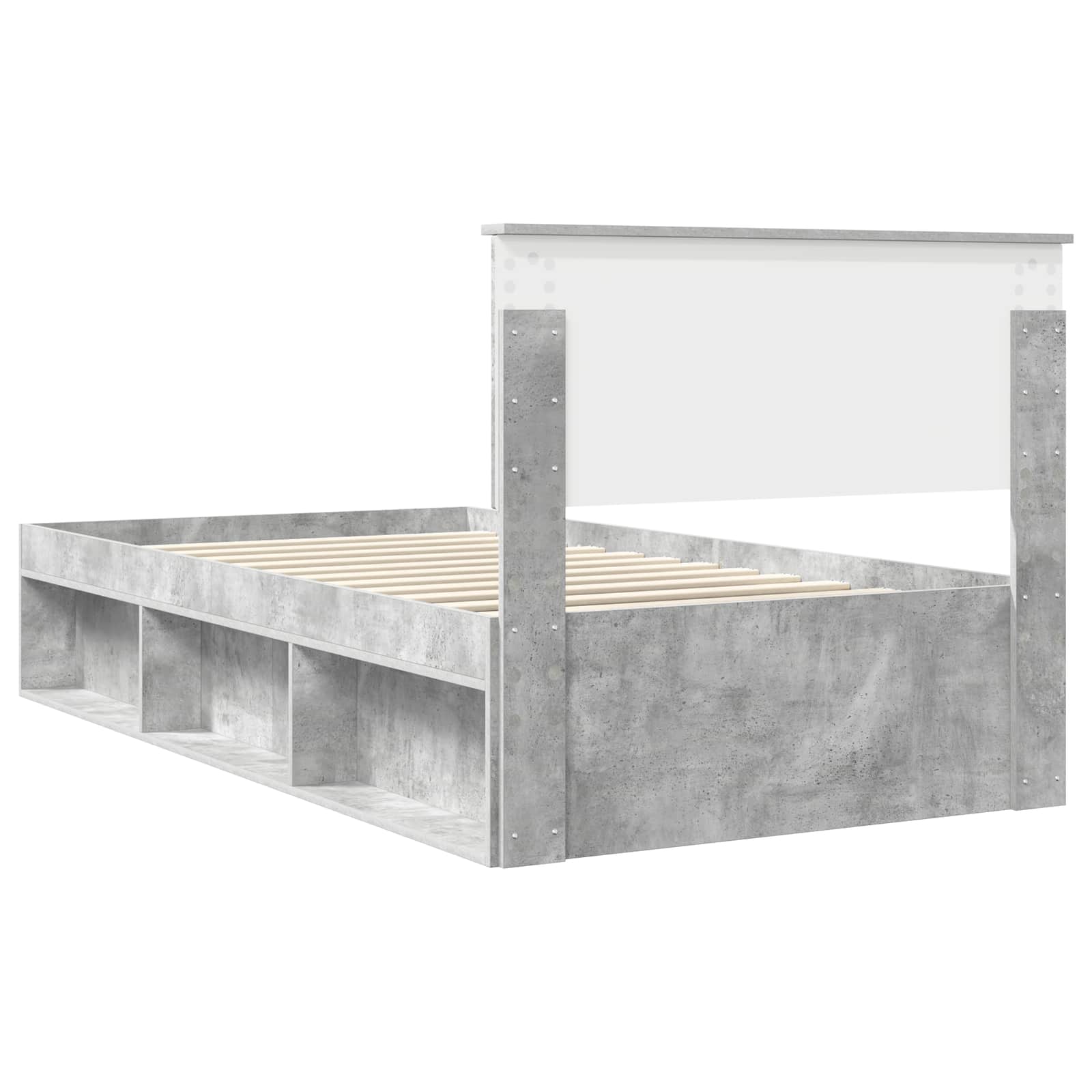 Cadre de lit Gris Béton 100 x 200 cm Pin massif - XIOS