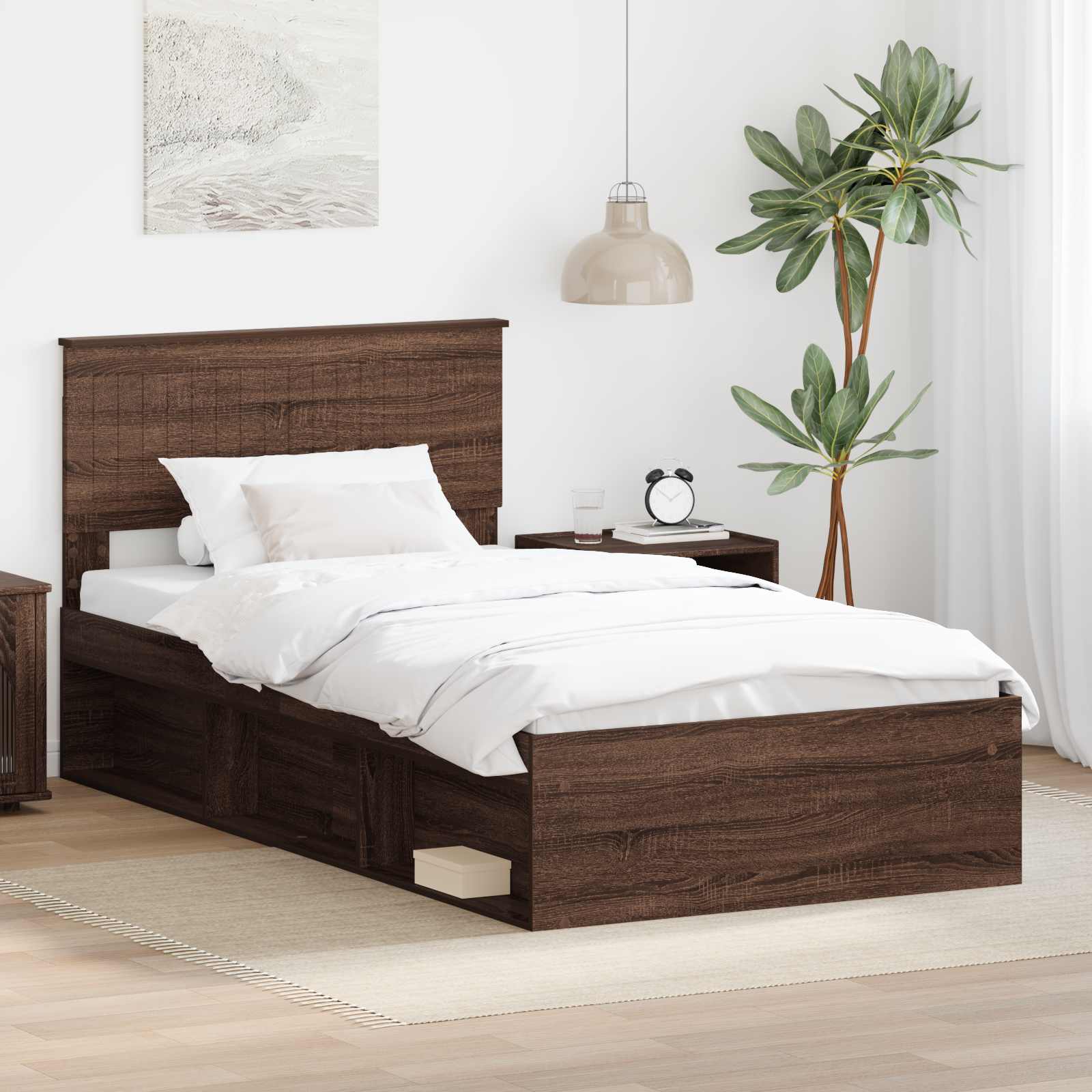 Cadre de lit Chêne brun 100 x 200 cm Pin massif - XIOS