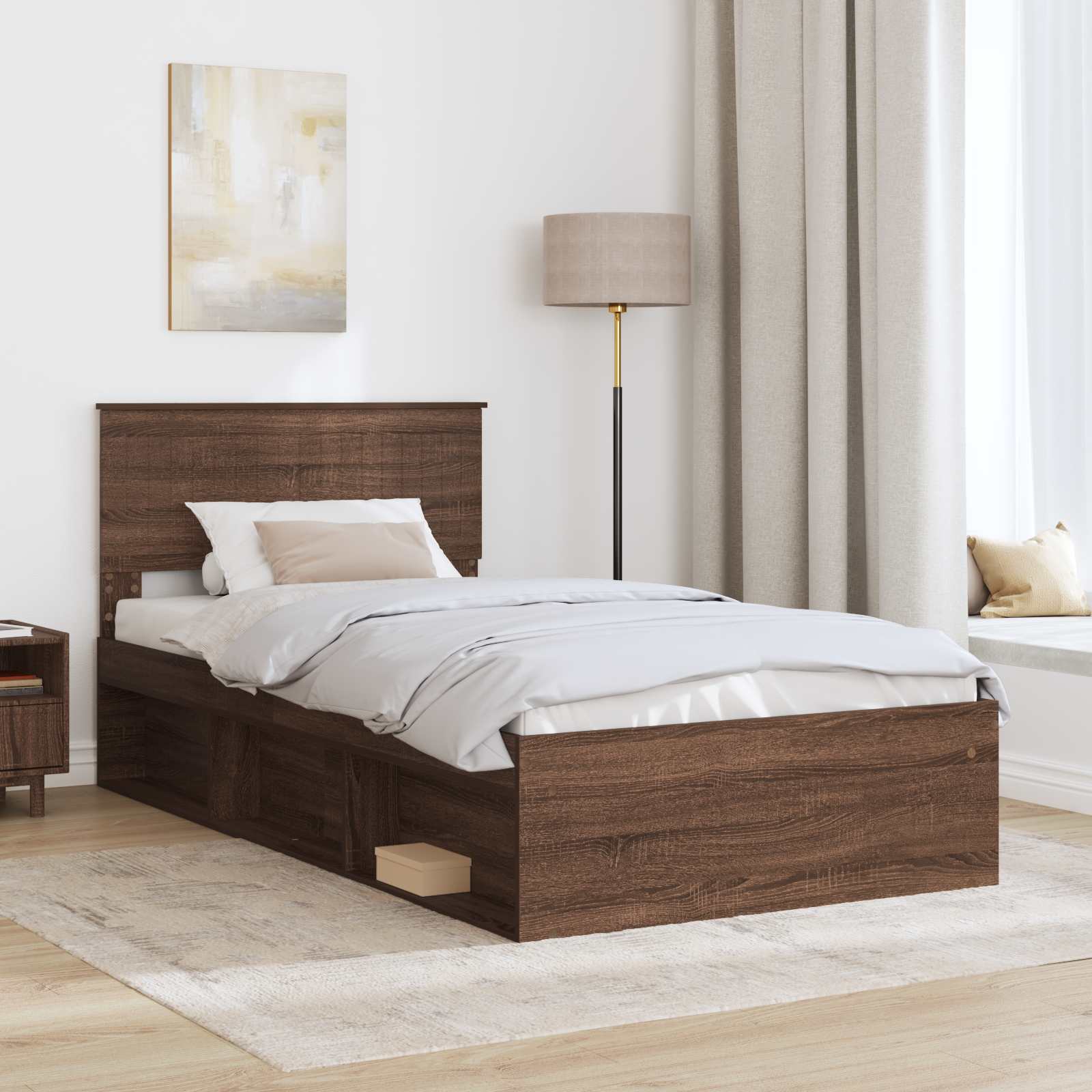 Cadre de lit Chêne brun 100 x 200 cm Pin massif - XIOS