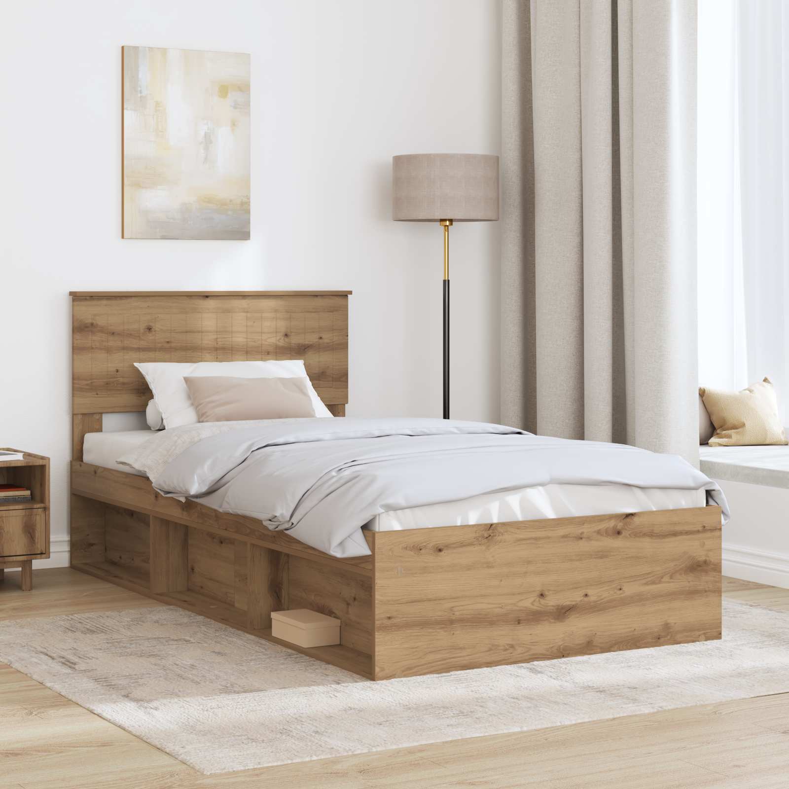 Cadre de lit Chêne artisan 100 x 200 cm Pin massif - XIOS
