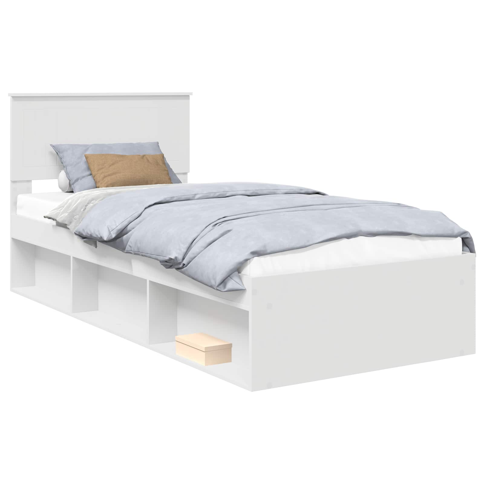 Cadre de lit avec tête de lit Blanc 90 x 200 cm Pin massif