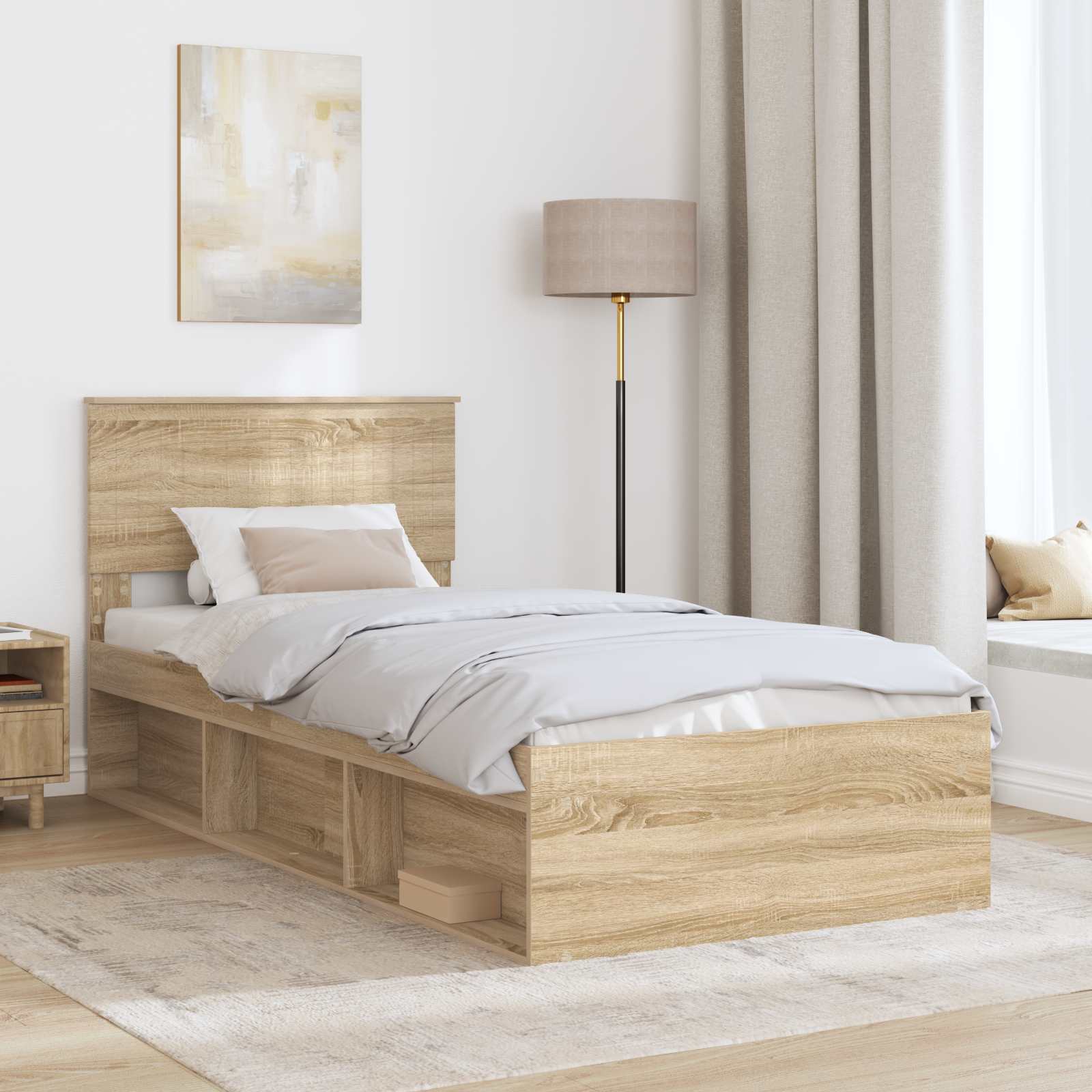 Cadre de lit Chêne Sonoma 90 x 200 cm Pin massif - XIOS
