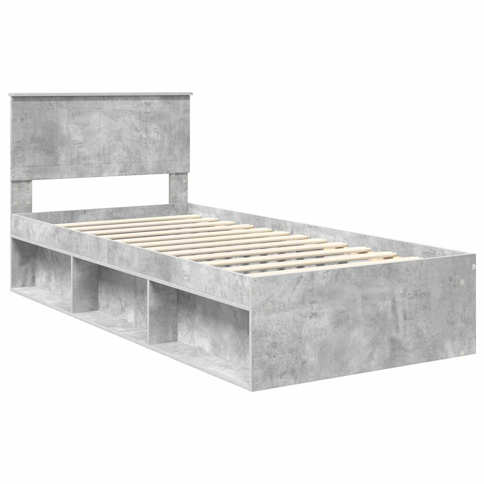 Cadre de lit avec tête de lit Béton 90 x 200 cm Pin massif - XIOS