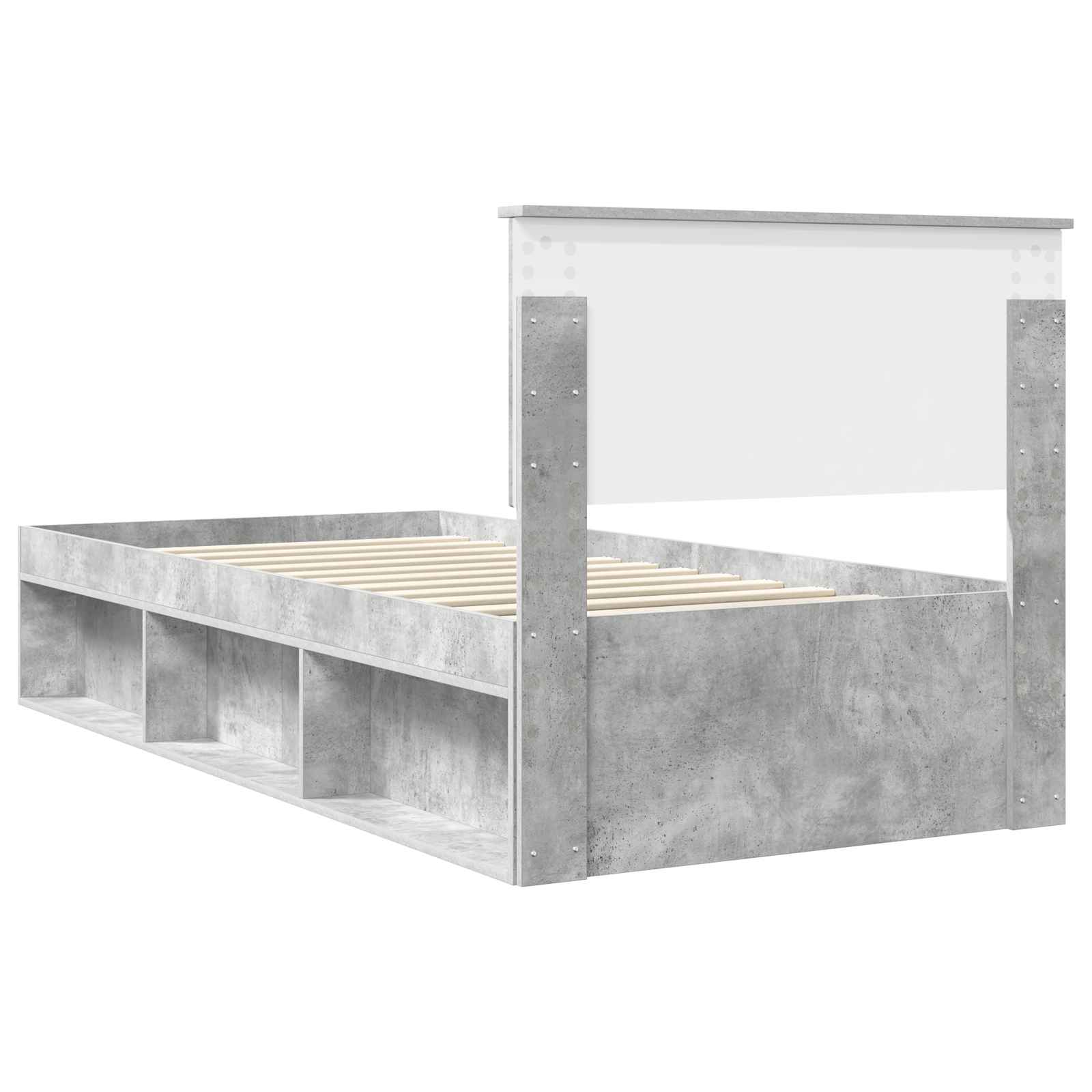 Cadre de lit avec tête de lit Béton 90 x 200 cm Pin massif - XIOS
