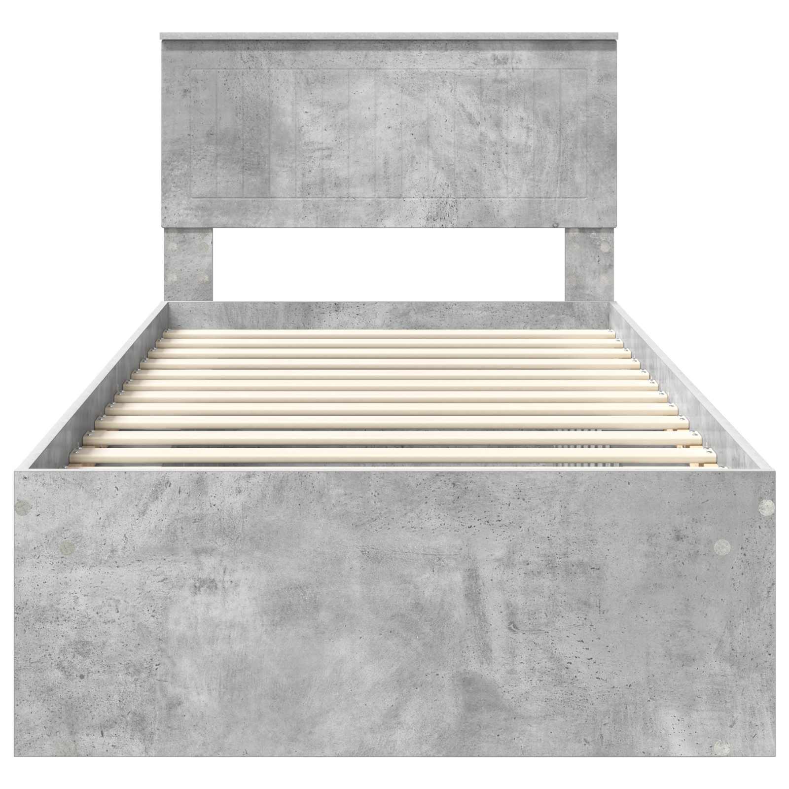 Cadre de lit avec tête de lit Béton 90 x 200 cm Pin massif - XIOS
