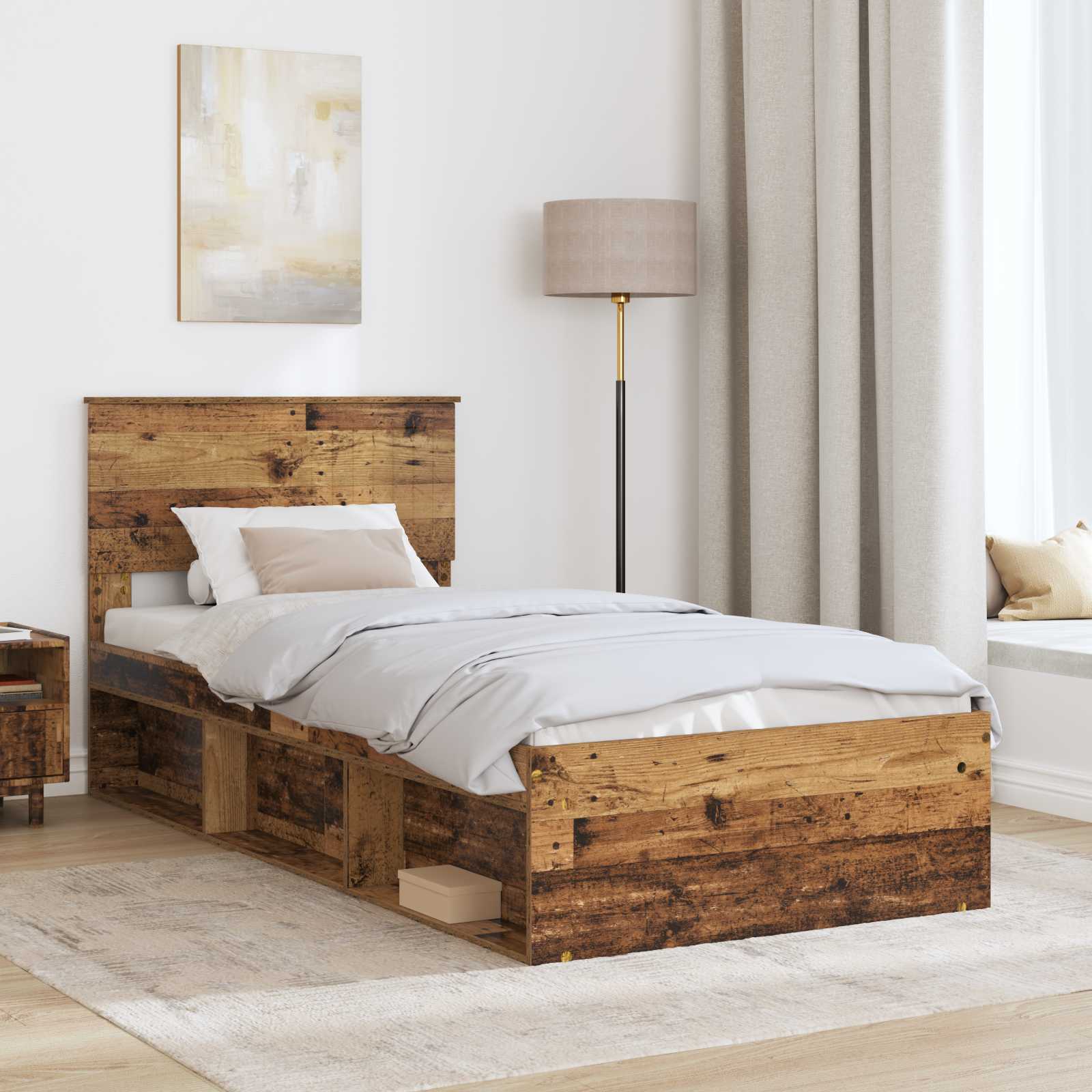 Cadre de lit Bois ancien 90 x 200 cm Pin massif - XIOS