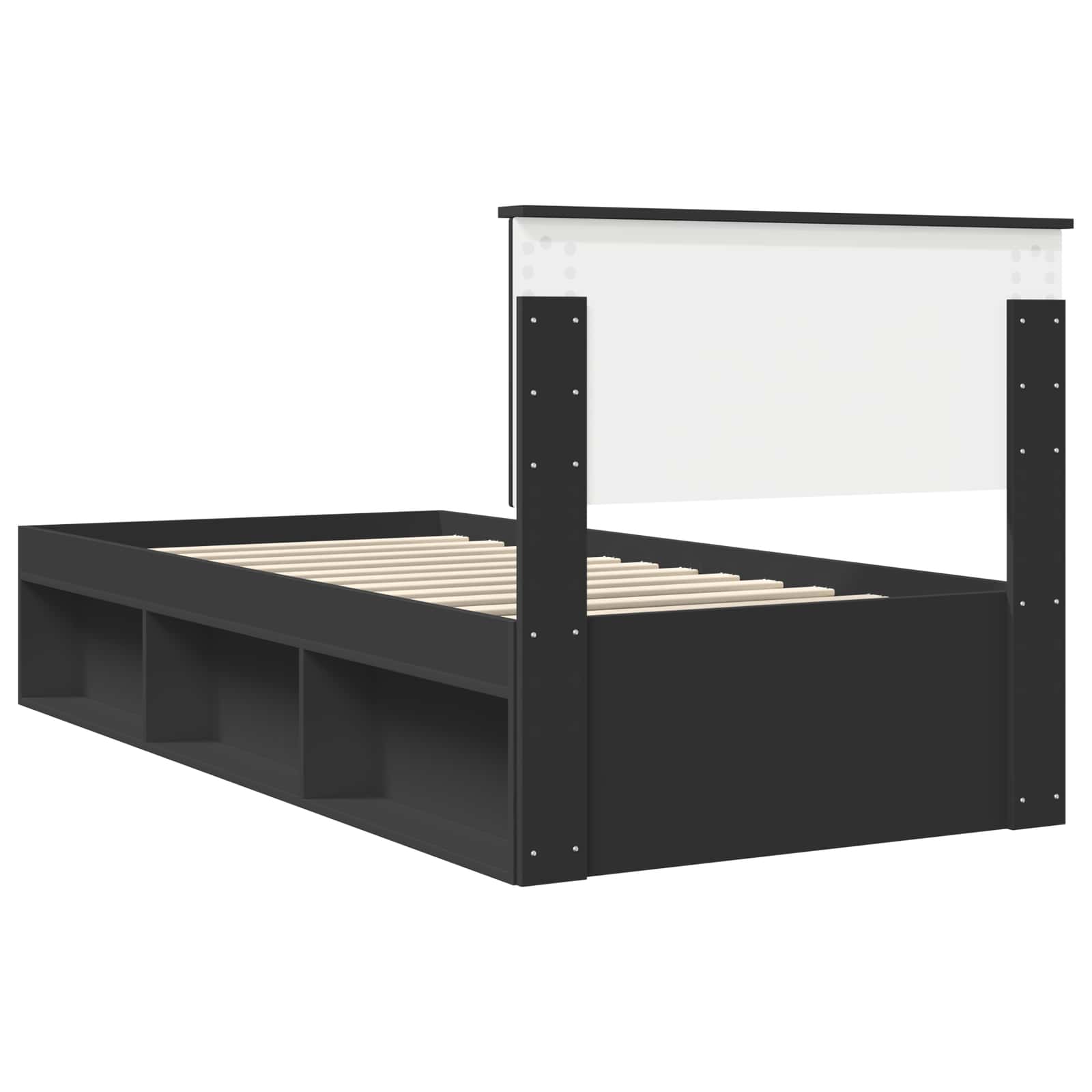 Cadre de lit avec tête de lit Noir 90 x 190 cm Pin massif