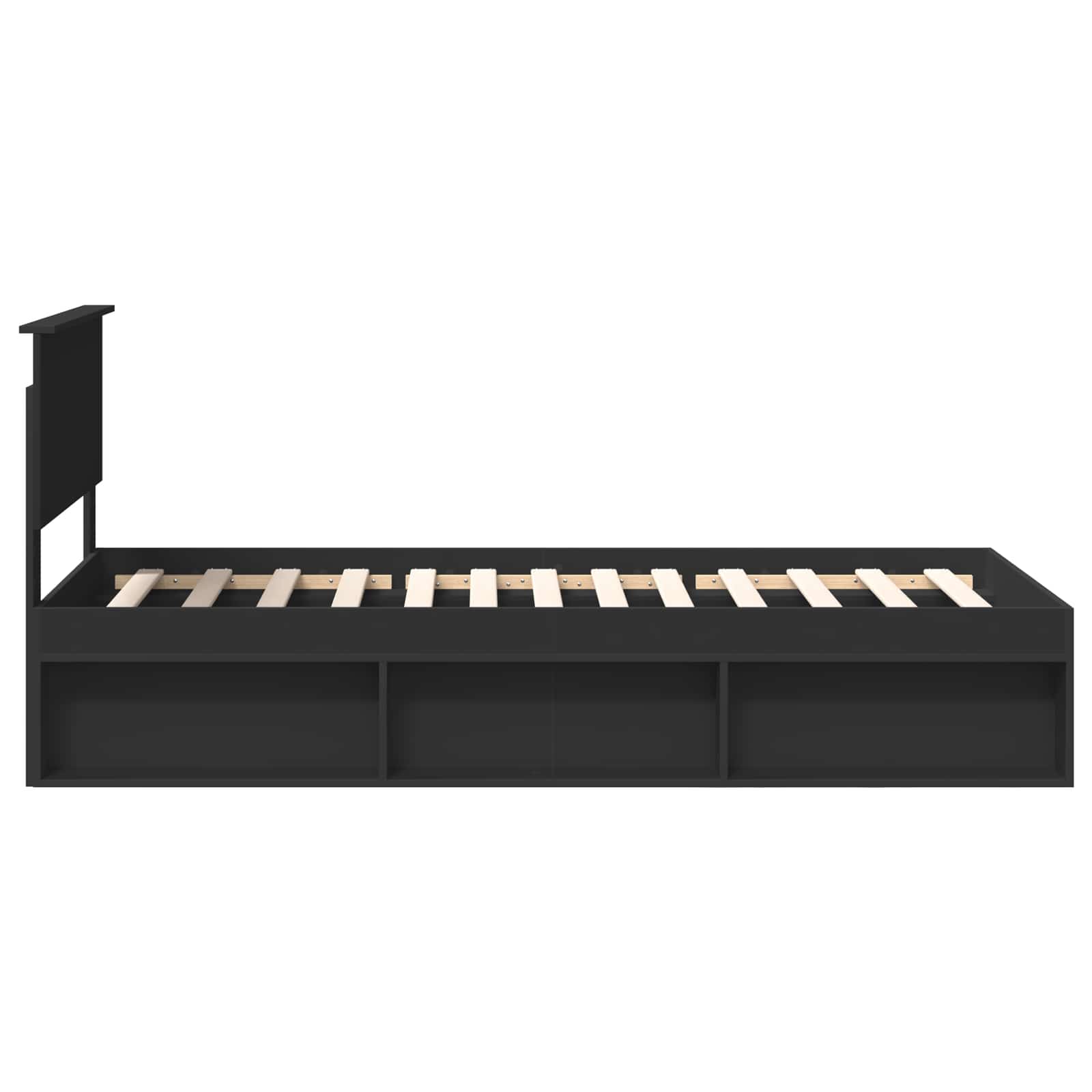 Cadre de lit avec tête de lit Noir 90 x 190 cm Pin massif