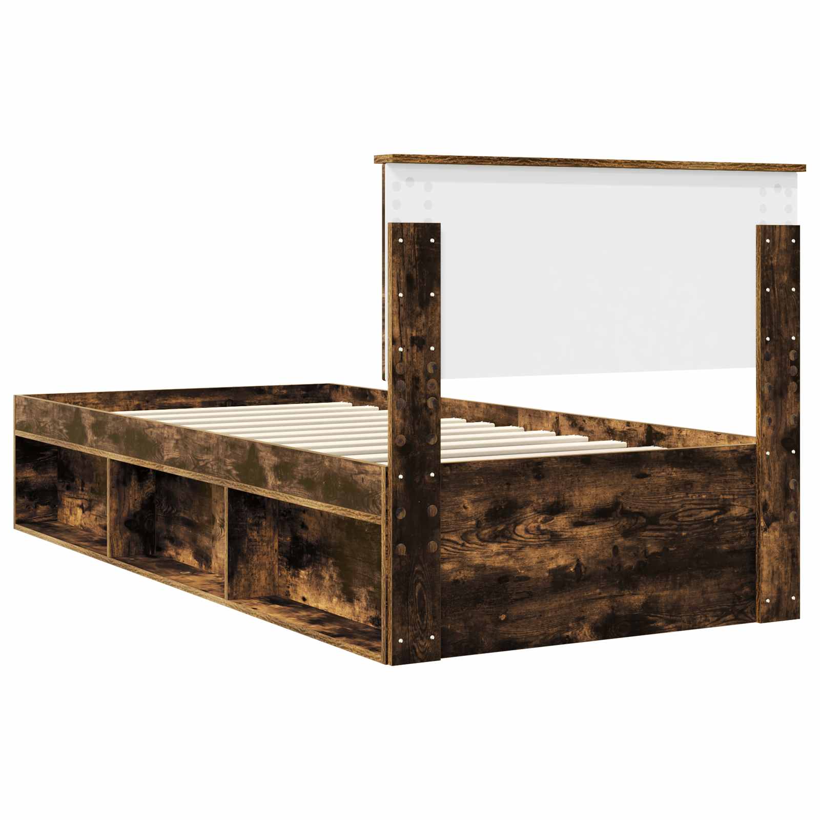 Cadre de lit avec tête de lit Chêne fumé 90 x 190 cm Pin massif