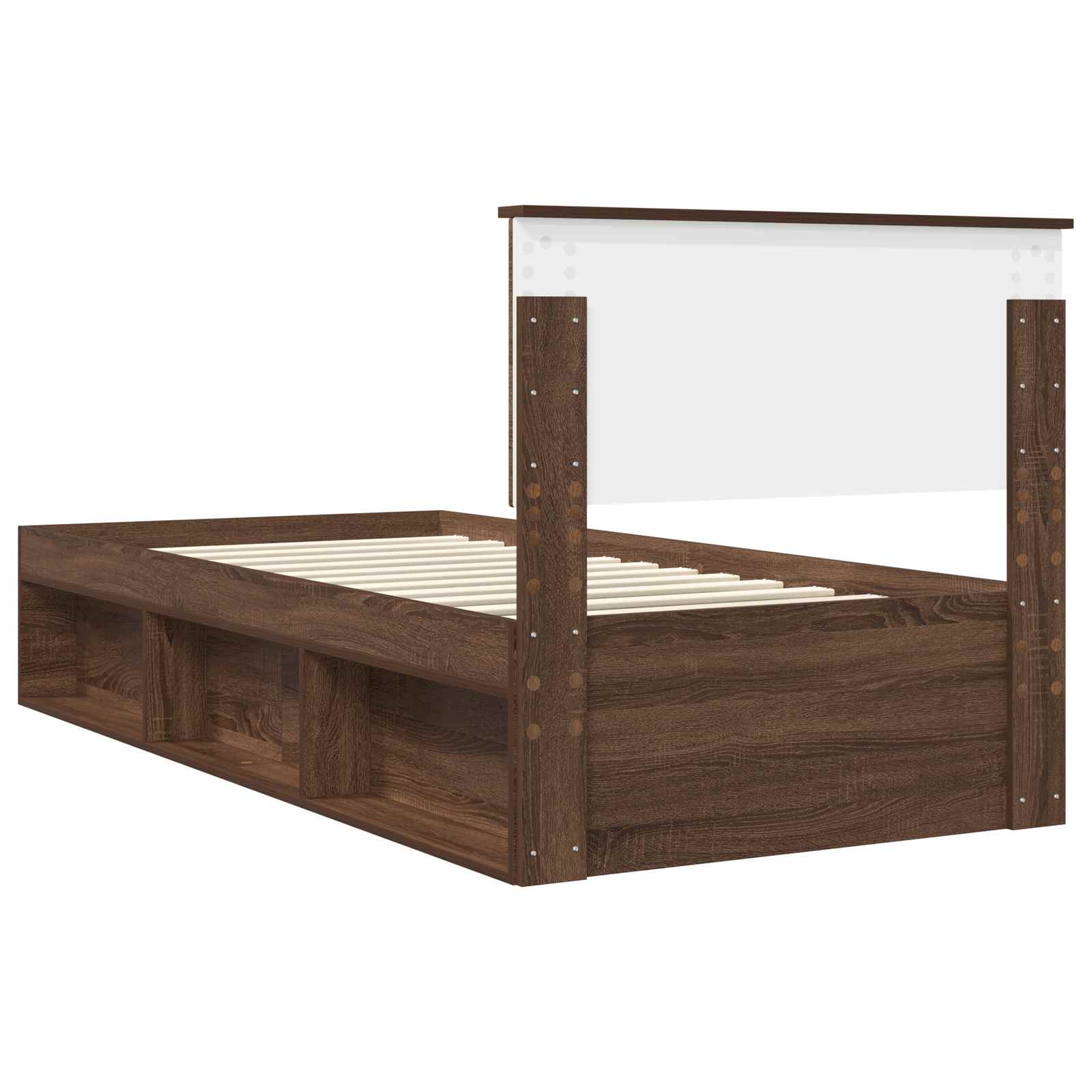 Cadre de lit avec tête de lit Chêne brun 90 x 190 cm Pin massif