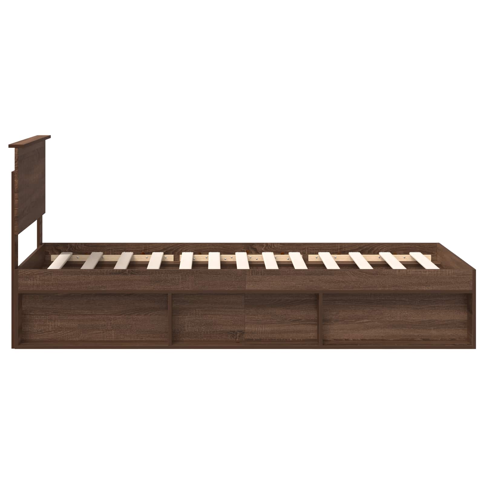 Cadre de lit avec tête de lit Chêne brun 90 x 190 cm Pin massif - XIOS