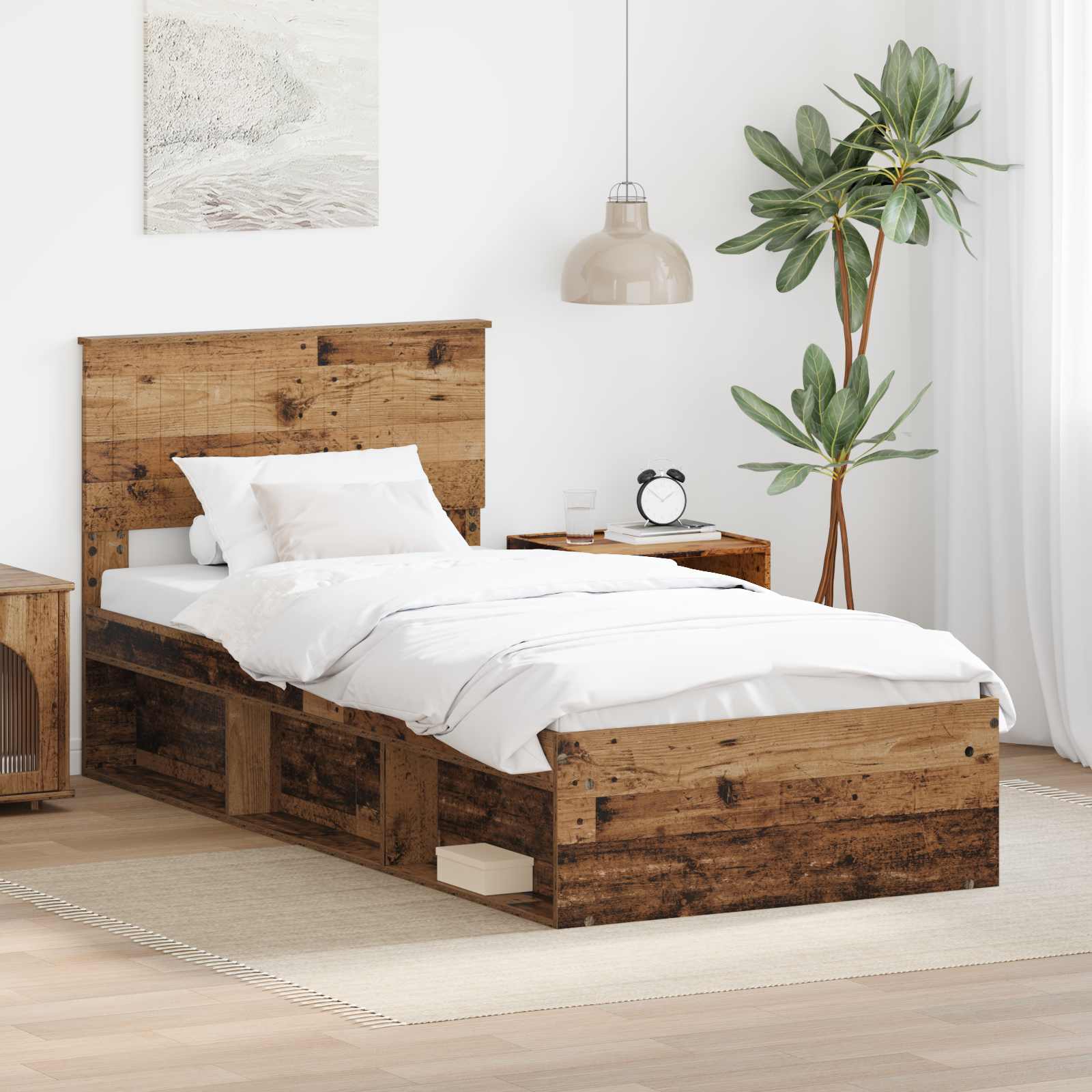Cadre de lit Bois ancien 90 x 190 cm Pin massif - XIOS