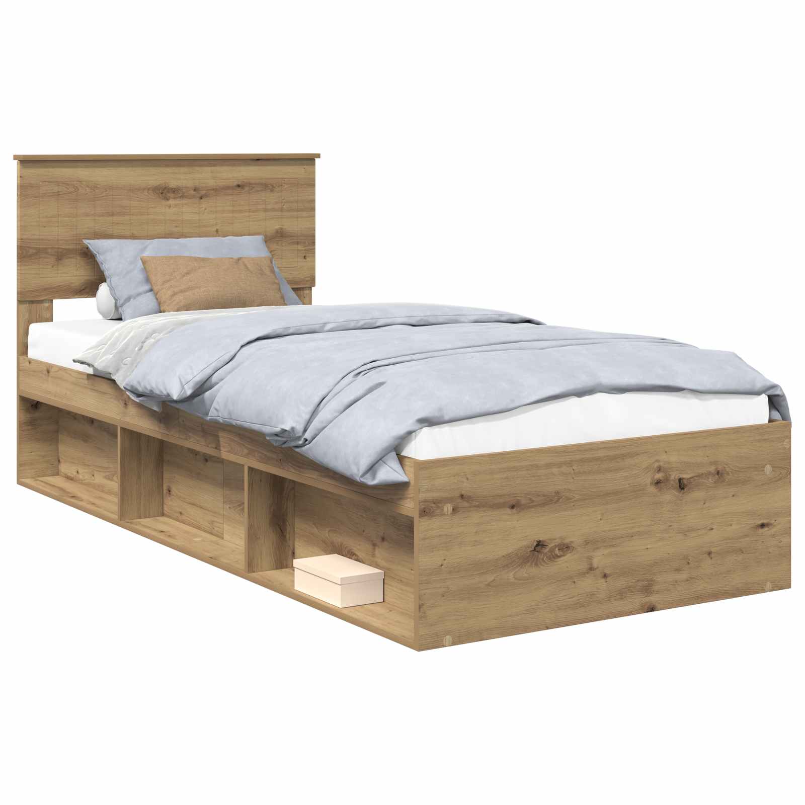Cadre de lit Chêne artisan 90 x 190 cm Pin massif