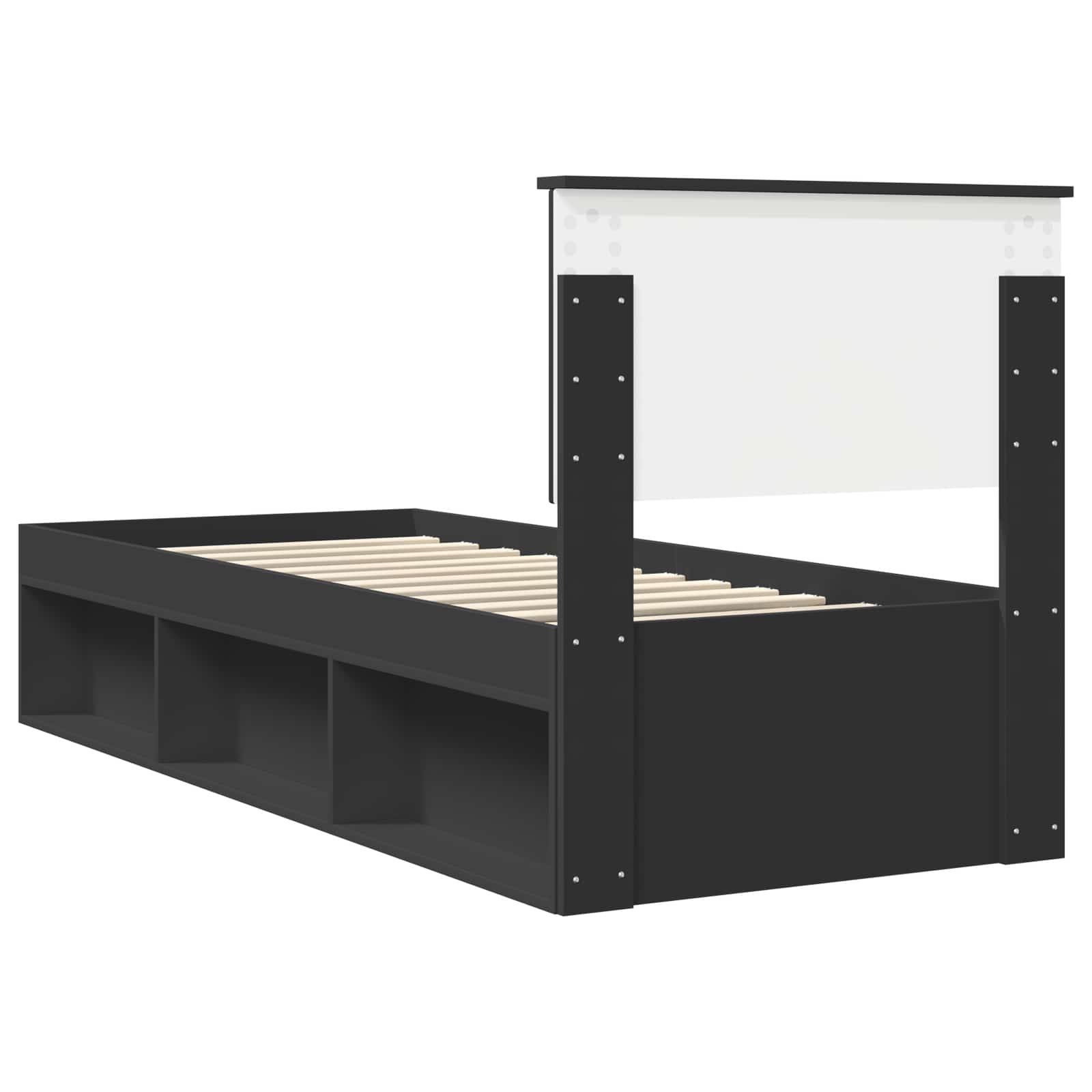 Cadre de lit avec tête de lit Noir 75 x 190 cm Pin massif