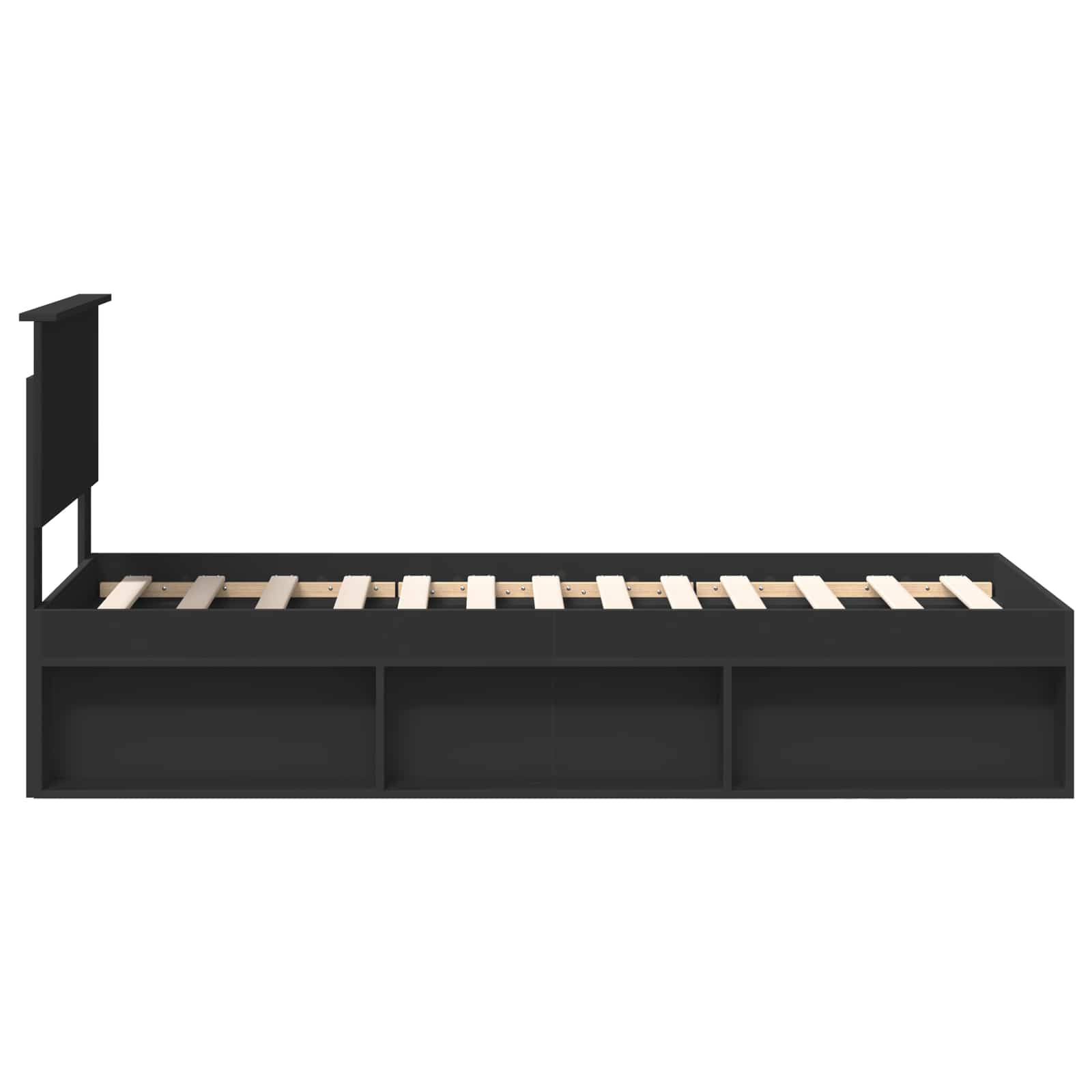 Cadre de lit avec tête de lit Noir 75 x 190 cm Pin massif
