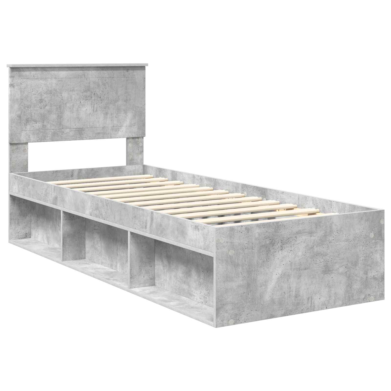 Cadre de lit avec tête de lit Gris Béton 75 x 190 cm Pin massif