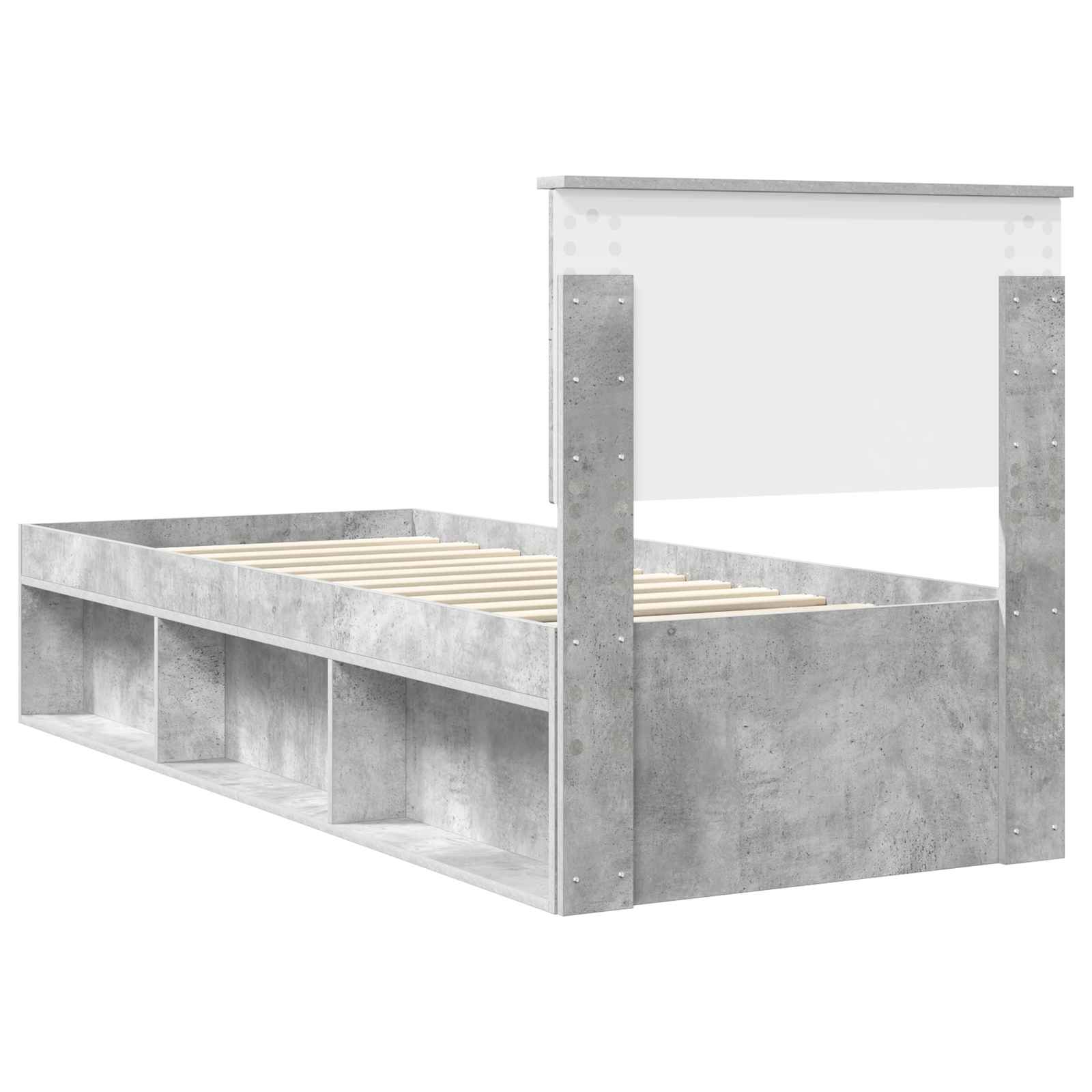 Cadre de lit avec tête de lit Gris Béton 75 x 190 cm Pin massif