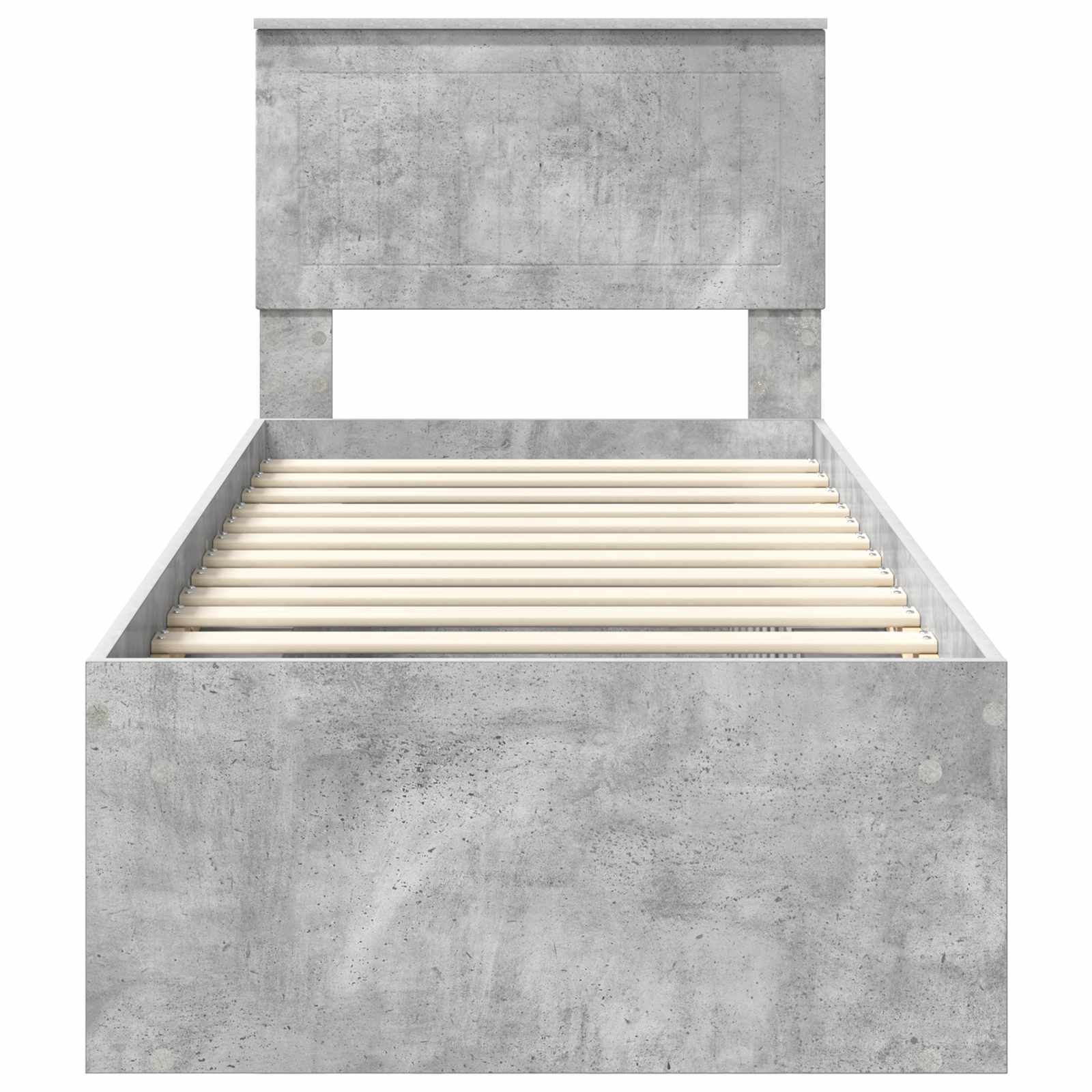 Cadre de lit avec tête de lit Gris Béton 75 x 190 cm Pin massif