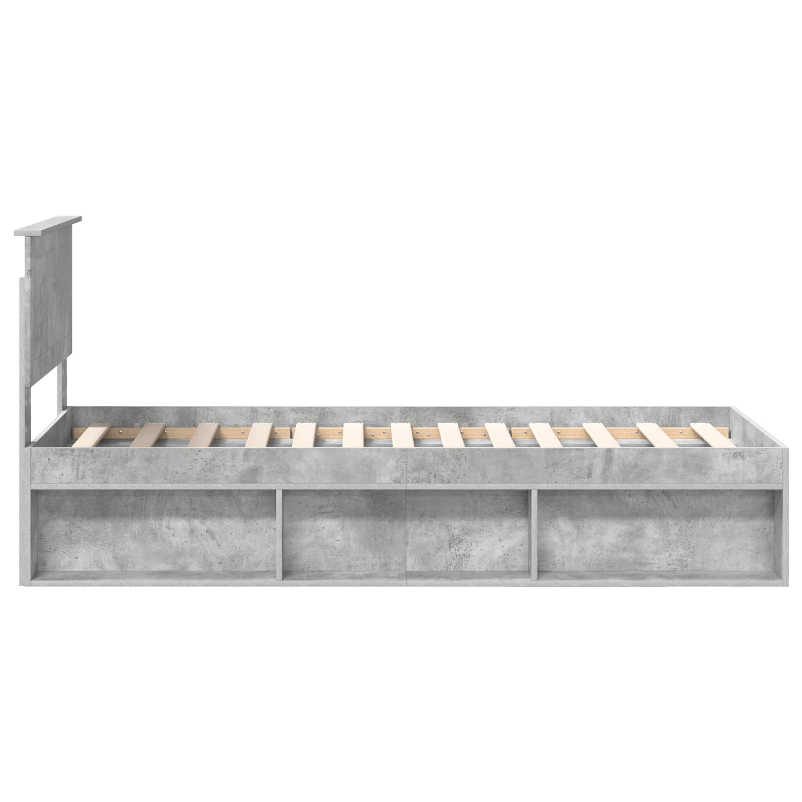 Cadre de lit avec tête de lit Gris Béton 75 x 190 cm Pin massif