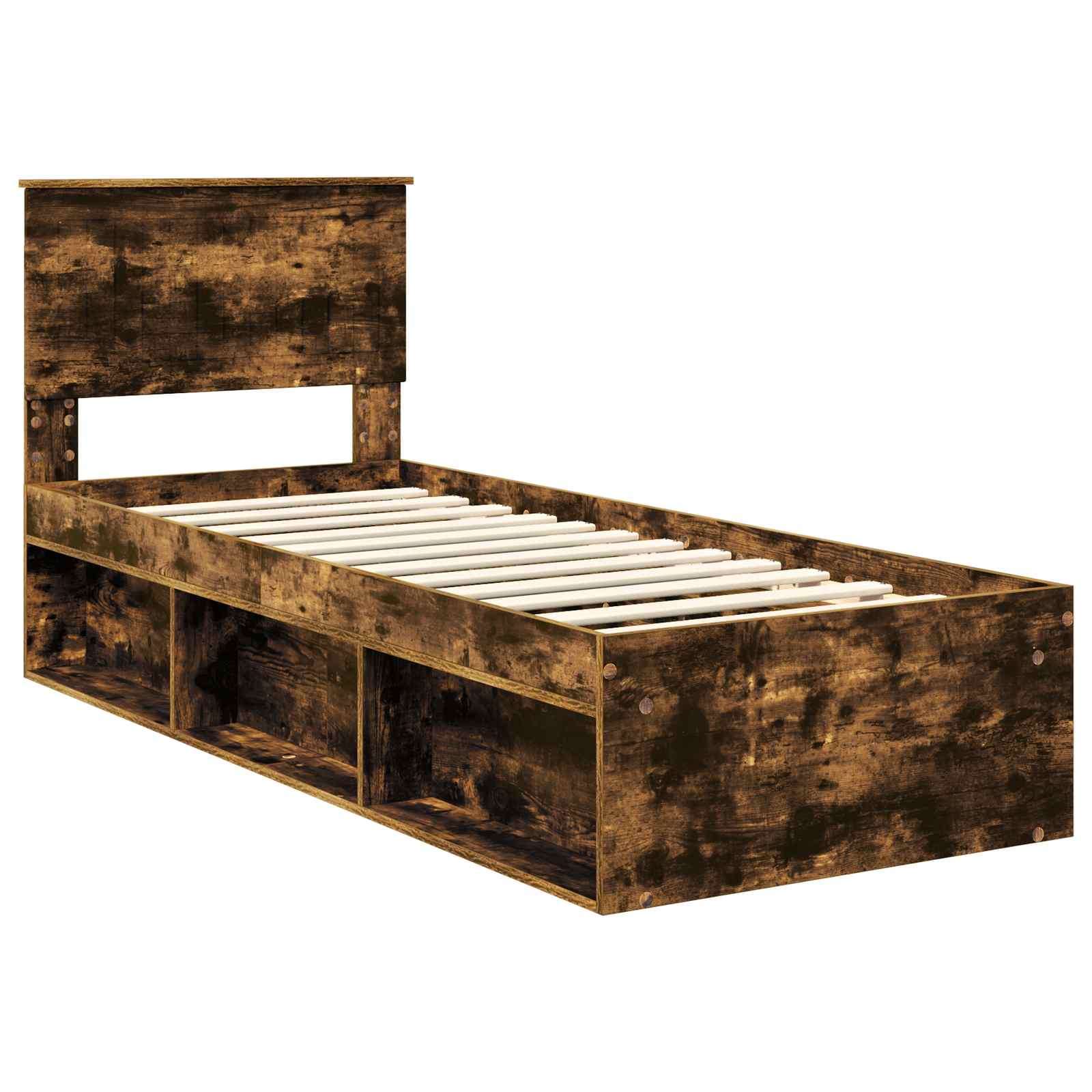 Cadre de lit avec tête de lit Chêne fumé 75 x 190 cm Pin massif