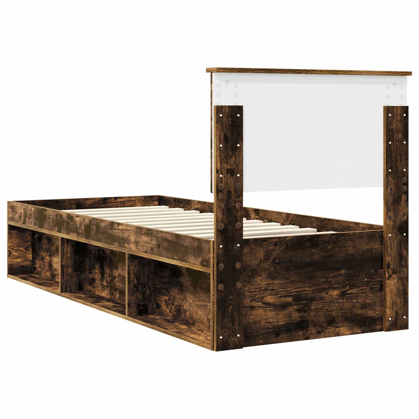Cadre de lit avec tête de lit Chêne fumé 75 x 190 cm Pin massif