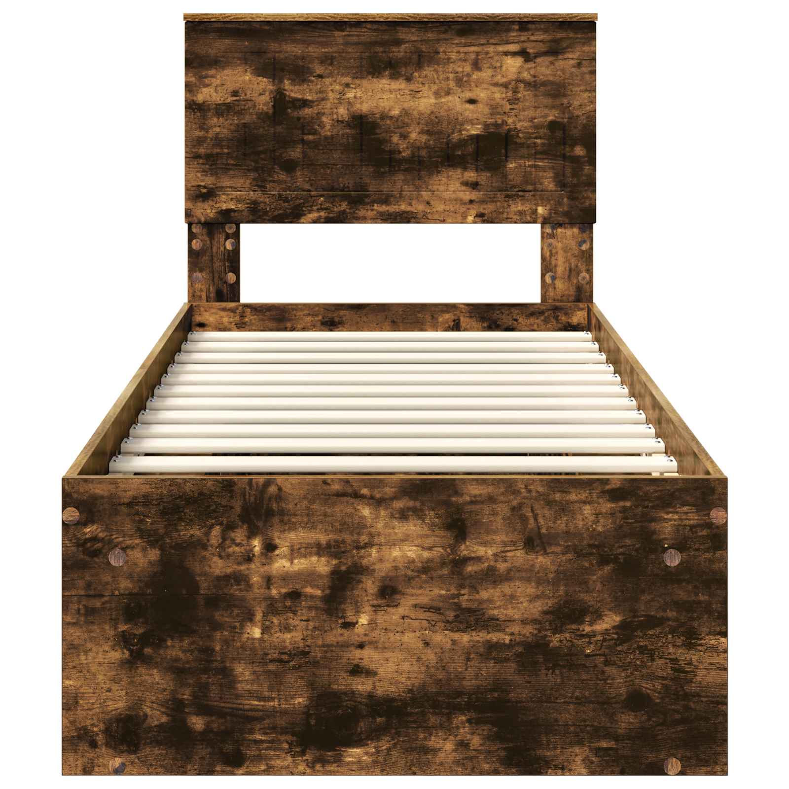 Cadre de lit avec tête de lit Chêne fumé 75 x 190 cm Pin massif - XIOS