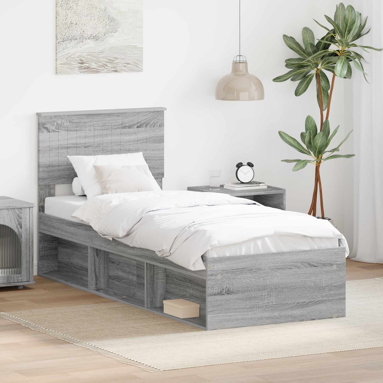 Cadre de lit Gris Sonoma 75 x 190 cm Pin massif