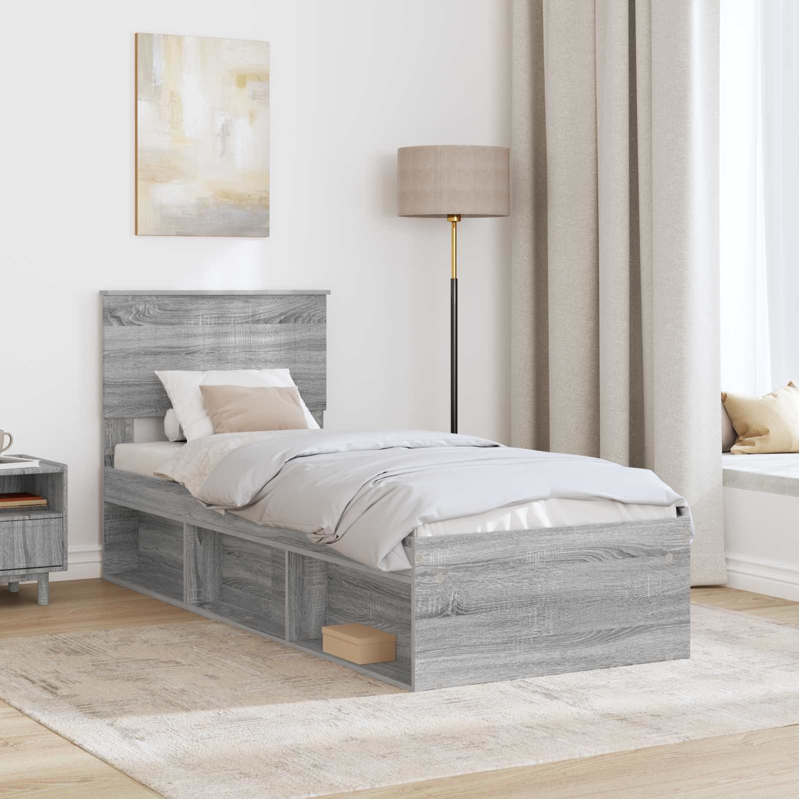 Cadre de lit Gris Sonoma 75 x 190 cm Pin massif