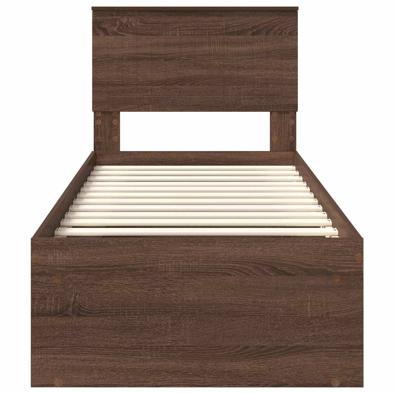 Cadre de lit avec tête de lit Chêne brun 75 x 190 cm Pin massif - XIOS