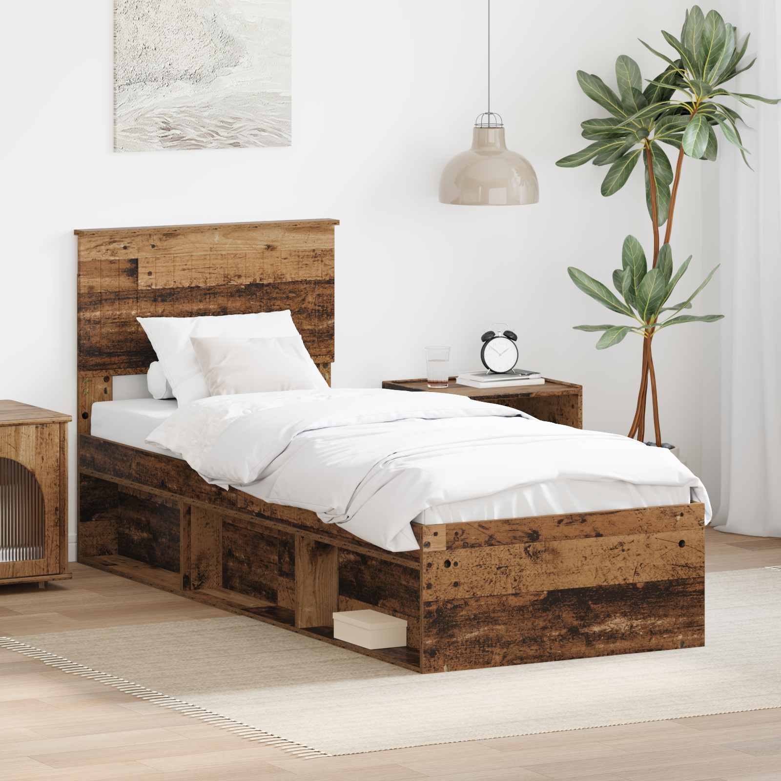 Cadre de lit Bois ancien 75 x 190 cm Pin massif - XIOS