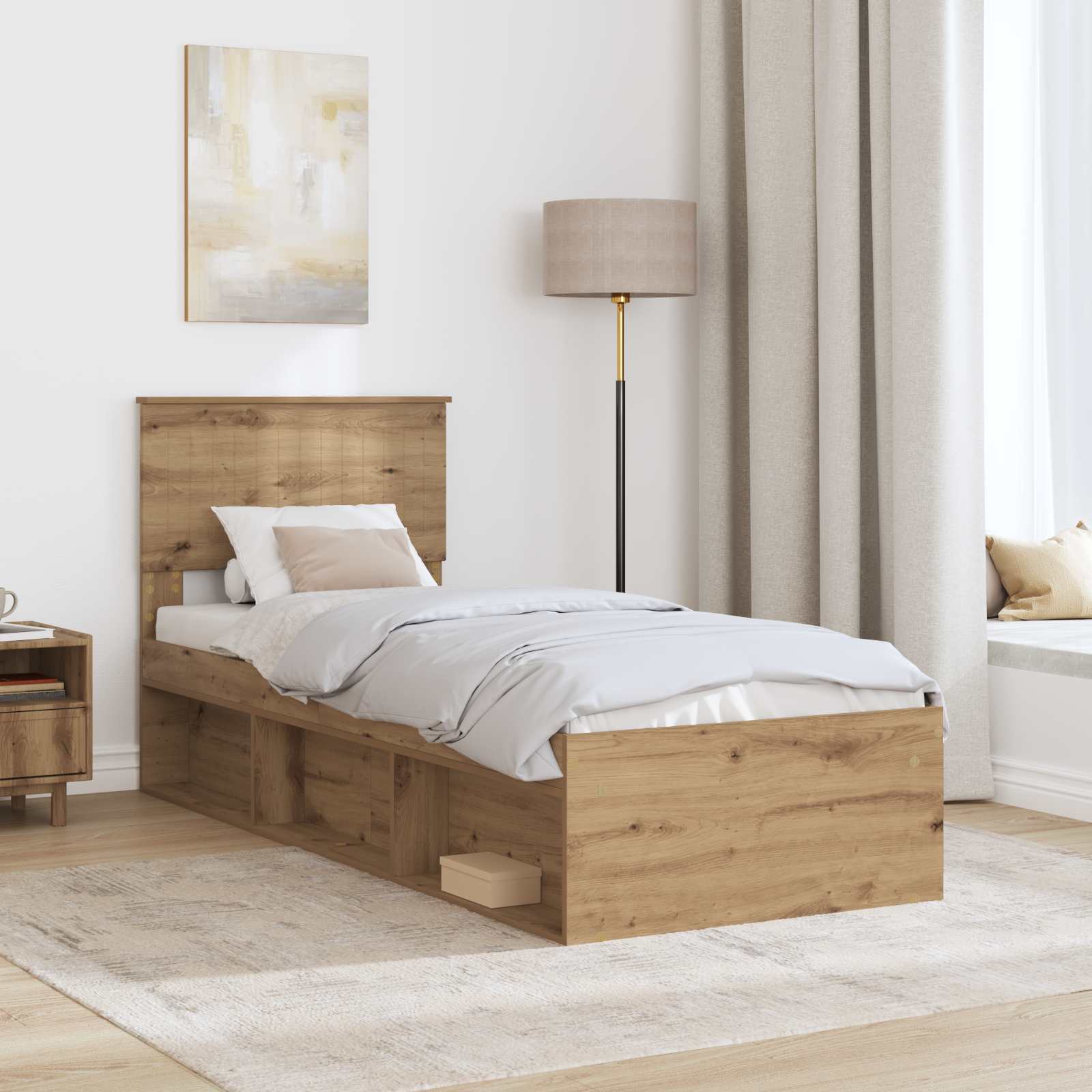 Cadre de lit Chêne artisan 75 x 190 cm Pin massif